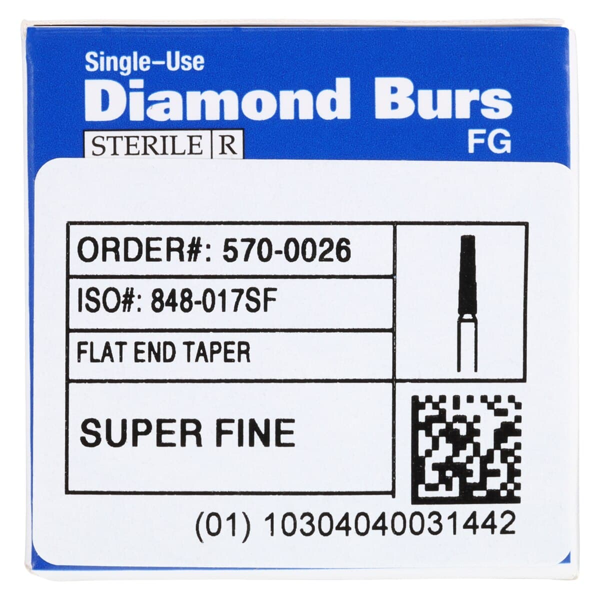 Diamond Single-Use FG Flat End Taper Friction Grip Bur, Extra Fine, 848-017XF, 25/Box thumbnail 7