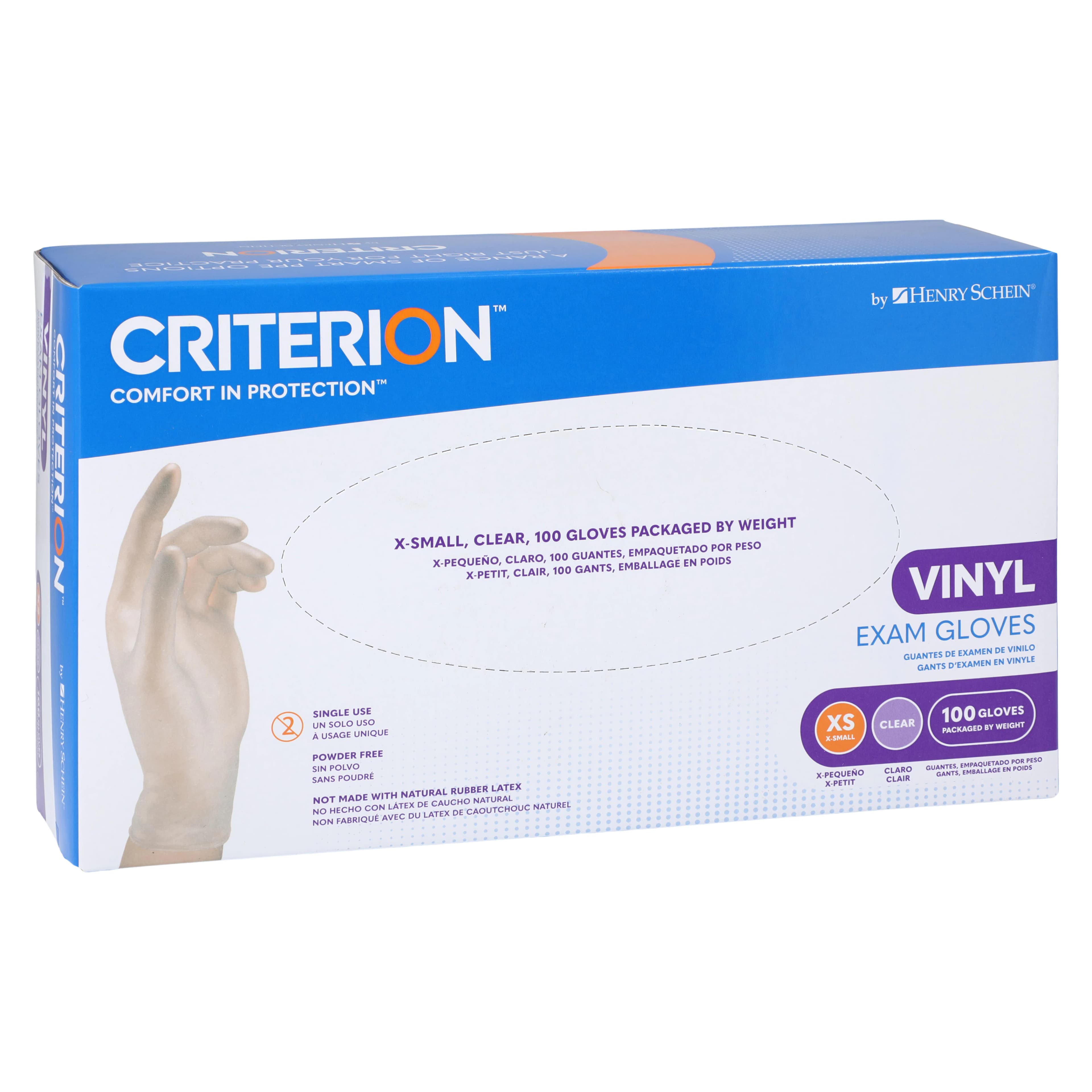 Criterion Vinyl Exam Gloves, X-Small, Clear, Non-Sterile, 90/Box thumbnail 4