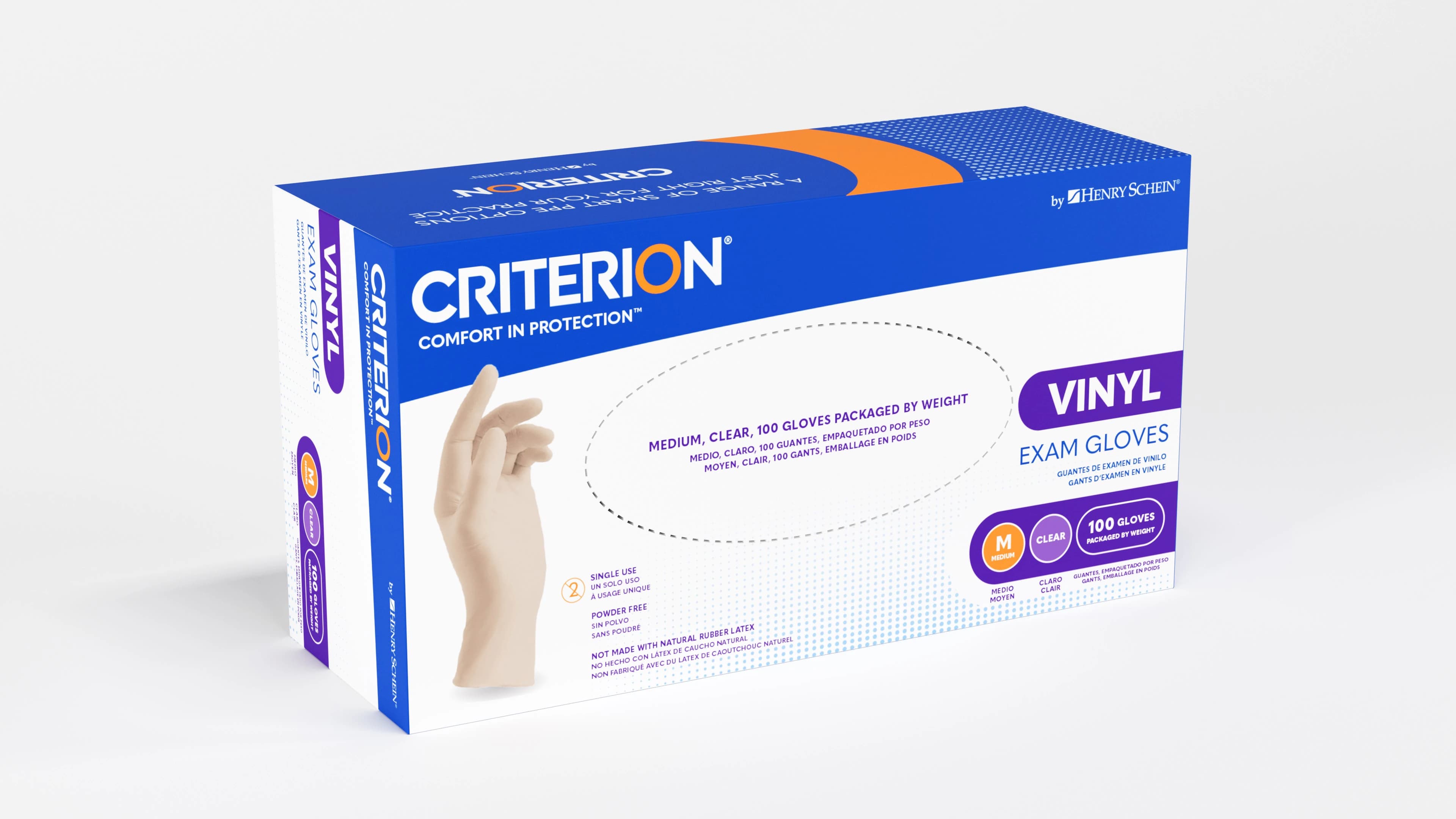 Criterion Vinyl Exam Gloves, X-Small, Clear, Non-Sterile, 90/Box thumbnail 6