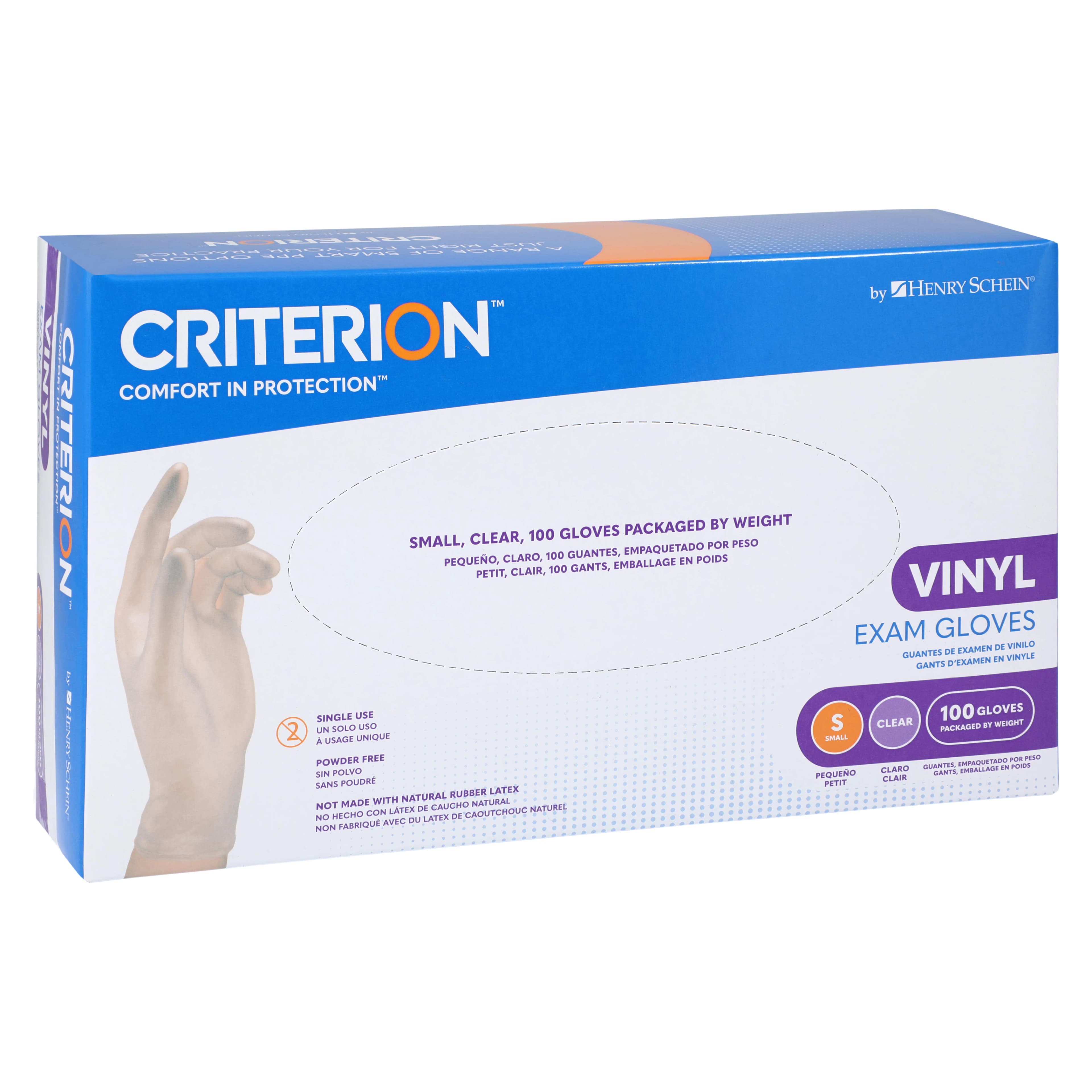 Criterion Vinyl Exam Gloves, Clear, Non-Sterile, Small, 100/Box thumbnail 3