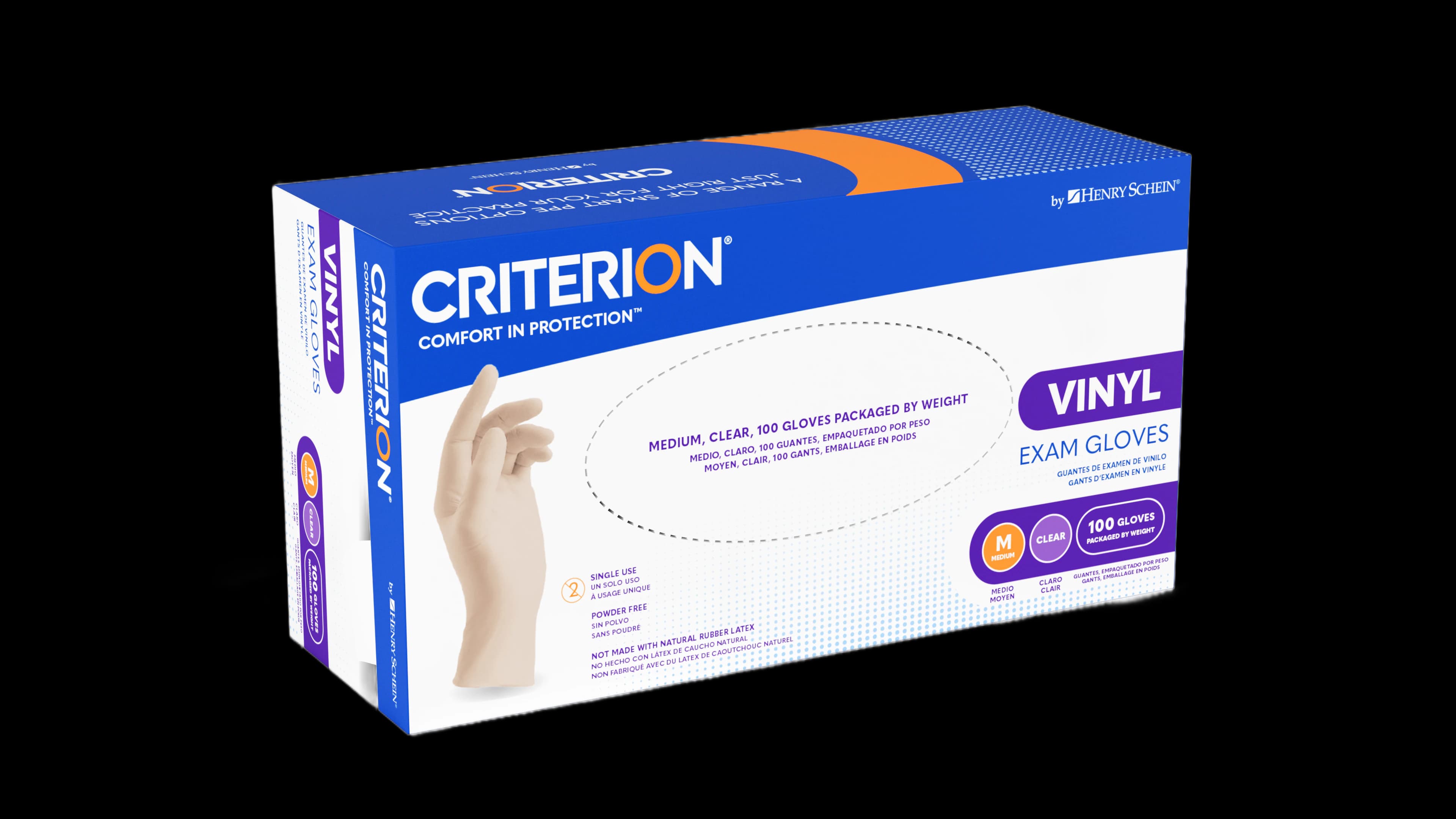 Criterion Vinyl Exam Gloves, Medium, Clear, Non-Sterile, 100/Box - Criterion Vinyl Exam Gloves - Image 1