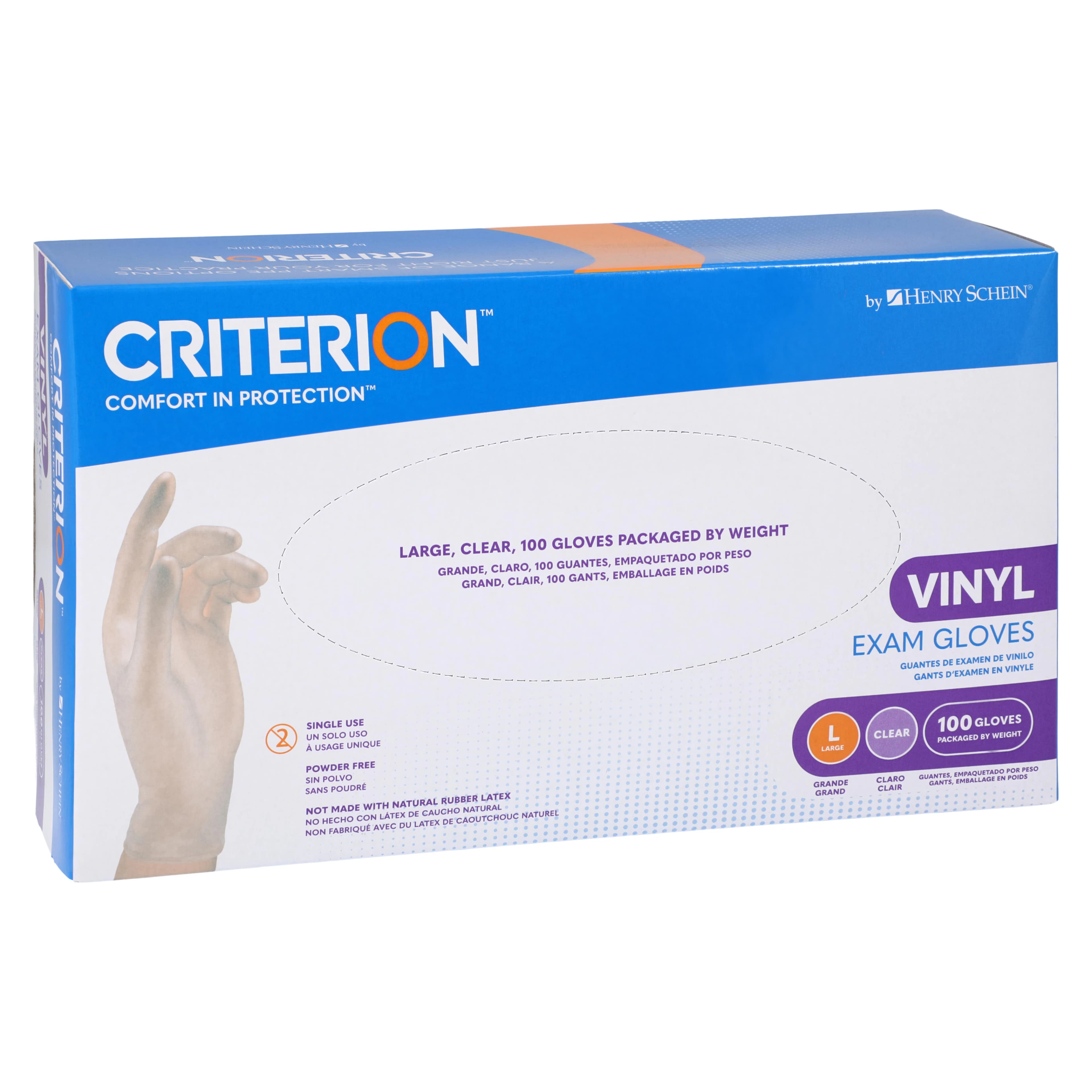 Criterion Vinyl Exam Gloves, Clear, Non-Sterile, Large, 100/Box thumbnail 4