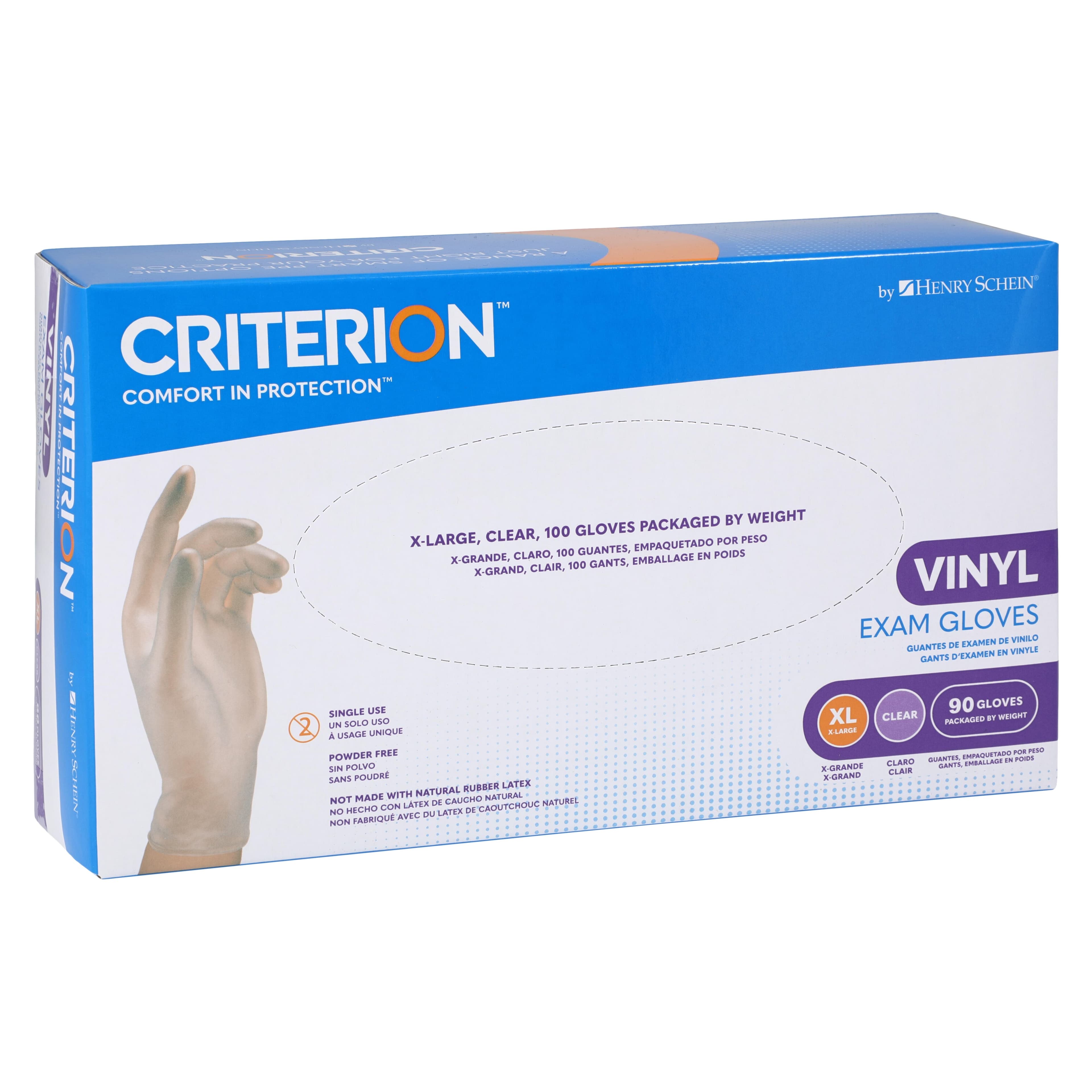 Criterion Vinyl Exam Gloves, X-Large, Clear, Non-Sterile, 90/Box thumbnail 5