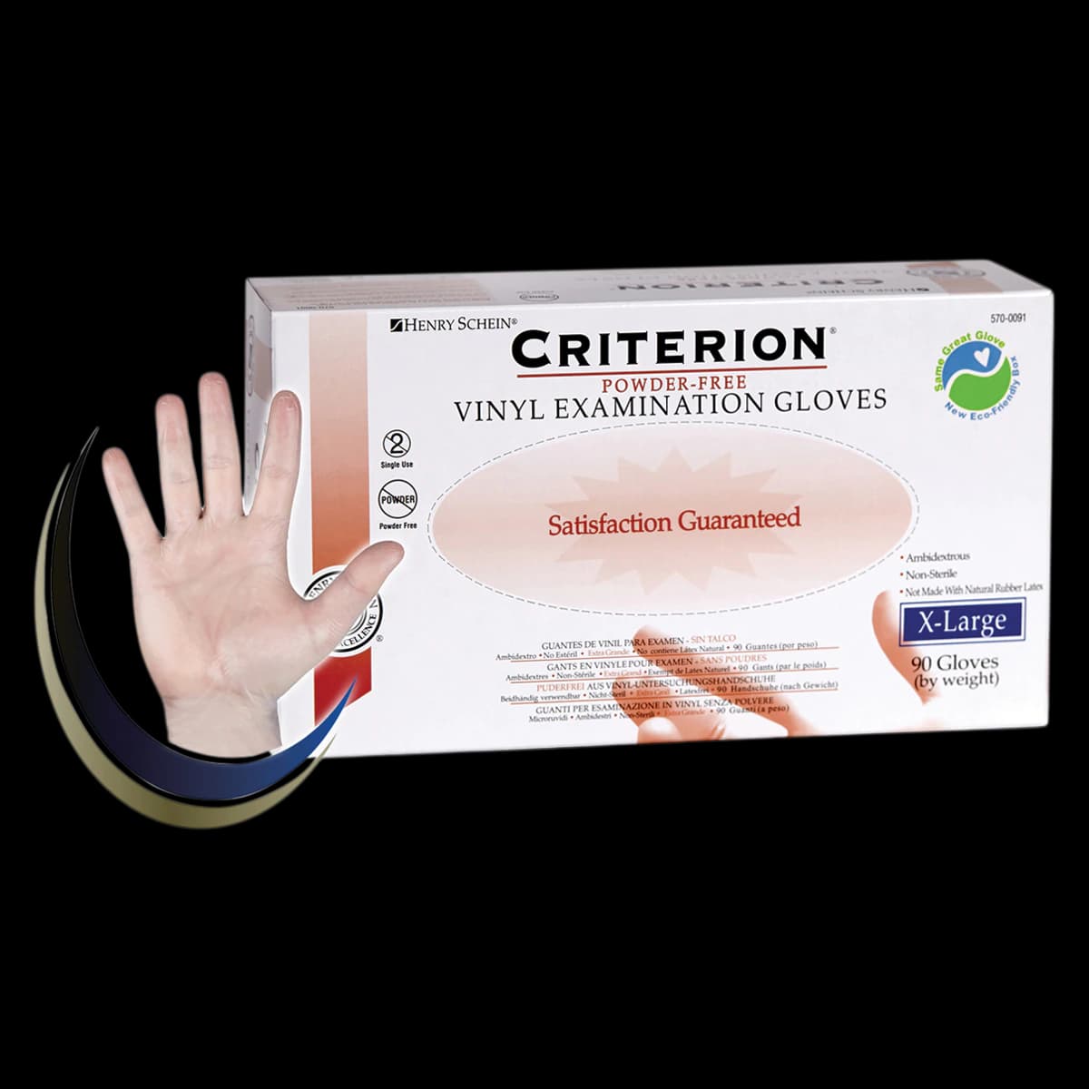 Criterion Vinyl Exam Gloves, X-Large, Clear, Non-Sterile, 90/Box - Criterion Vinyl Exam Gloves - Image 1