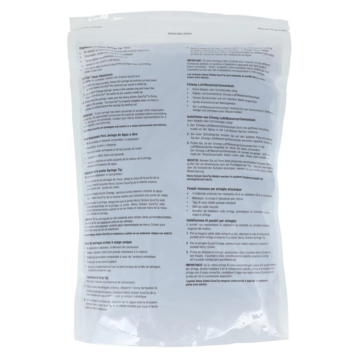 Sure Tip Air/Water Syringe Tips, Bulk Package, Clear, Disposable, 1000/Bag thumbnail 2