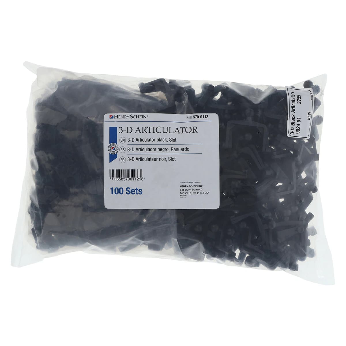 Henry Schein Disposable 3-D Black Slotted Articulators, 100/Bag - Disposable 3-D Black Slotted Articulators - Image 1