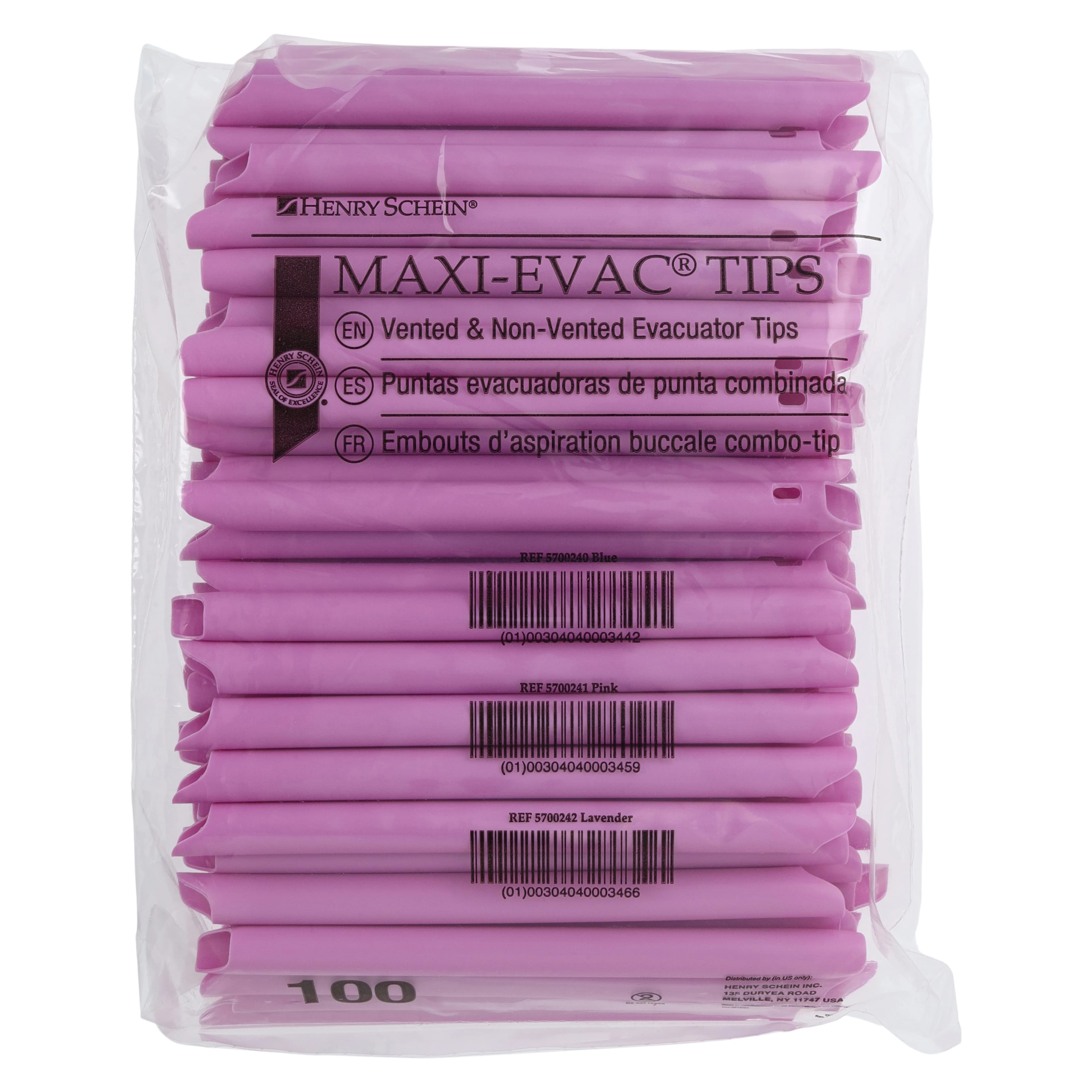 Maxi-Evac Evacuator Tip, Vented/Nonvented, Disposable, Pink, 100/Bag thumbnail 3