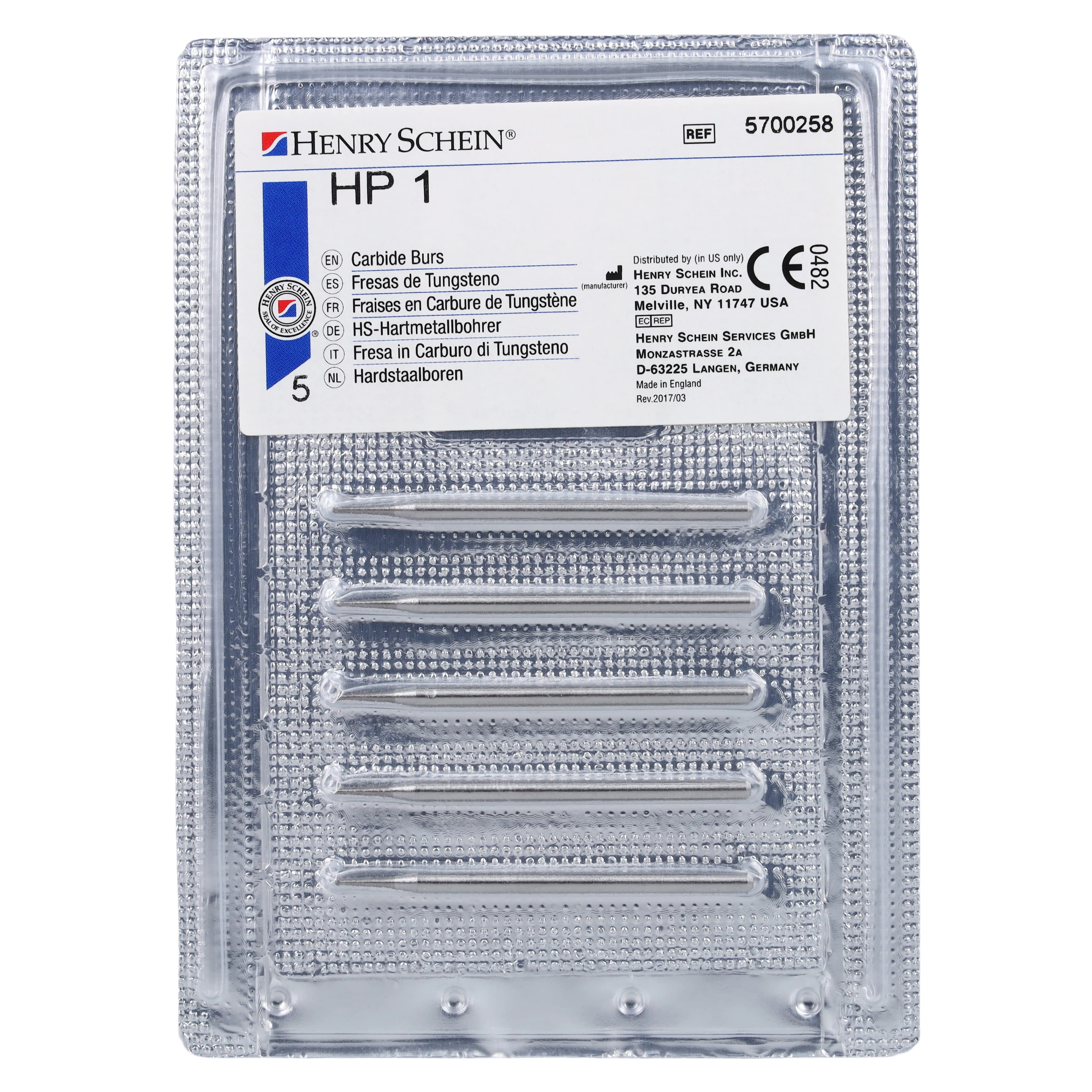 Henry Schein Carbide Bur HP 1, Plain Round, Operative, 5/Pk thumbnail 5