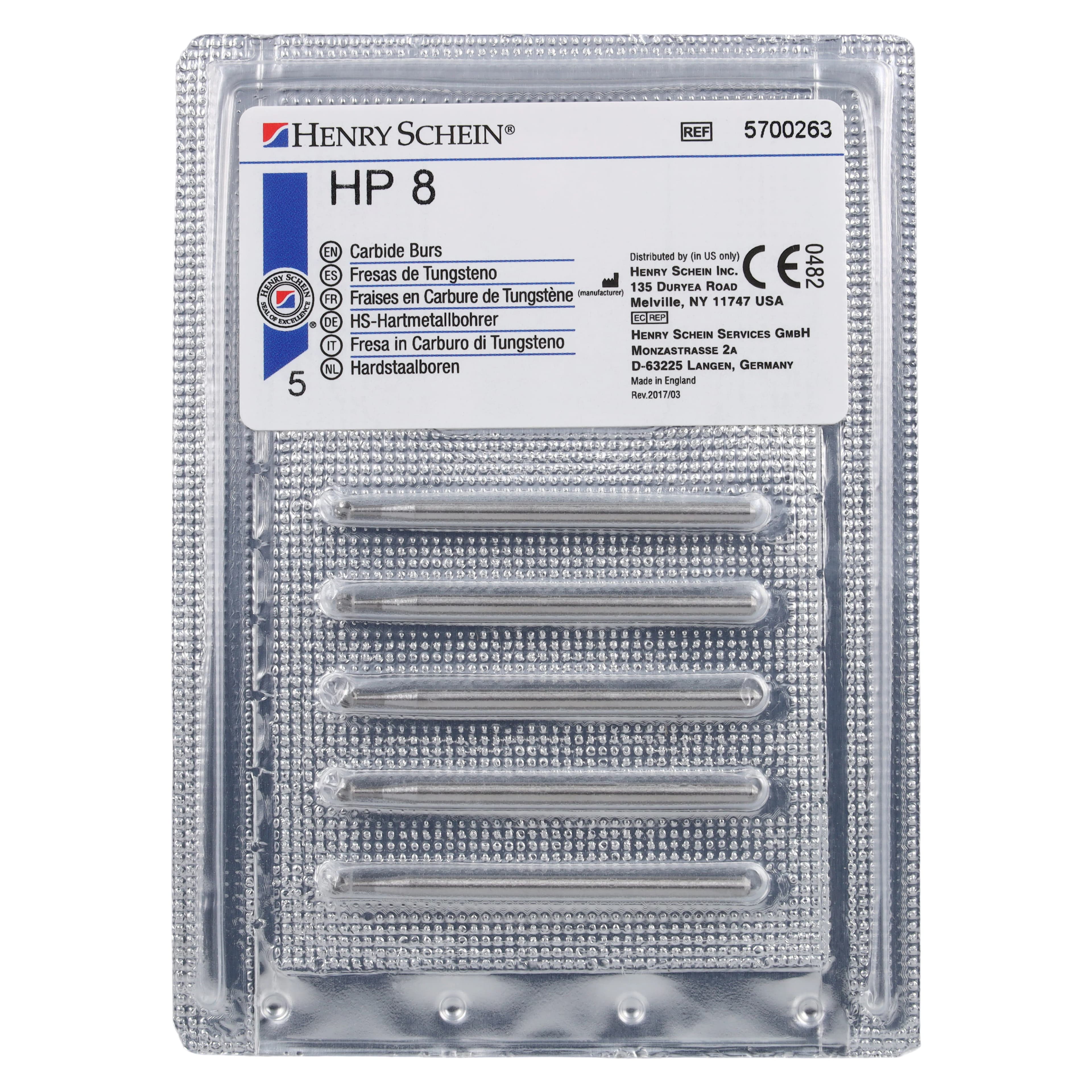 Henry Schein Carbide Bur, Plain Round, HP (Handpiece), Size 8, 5/Pack thumbnail 5