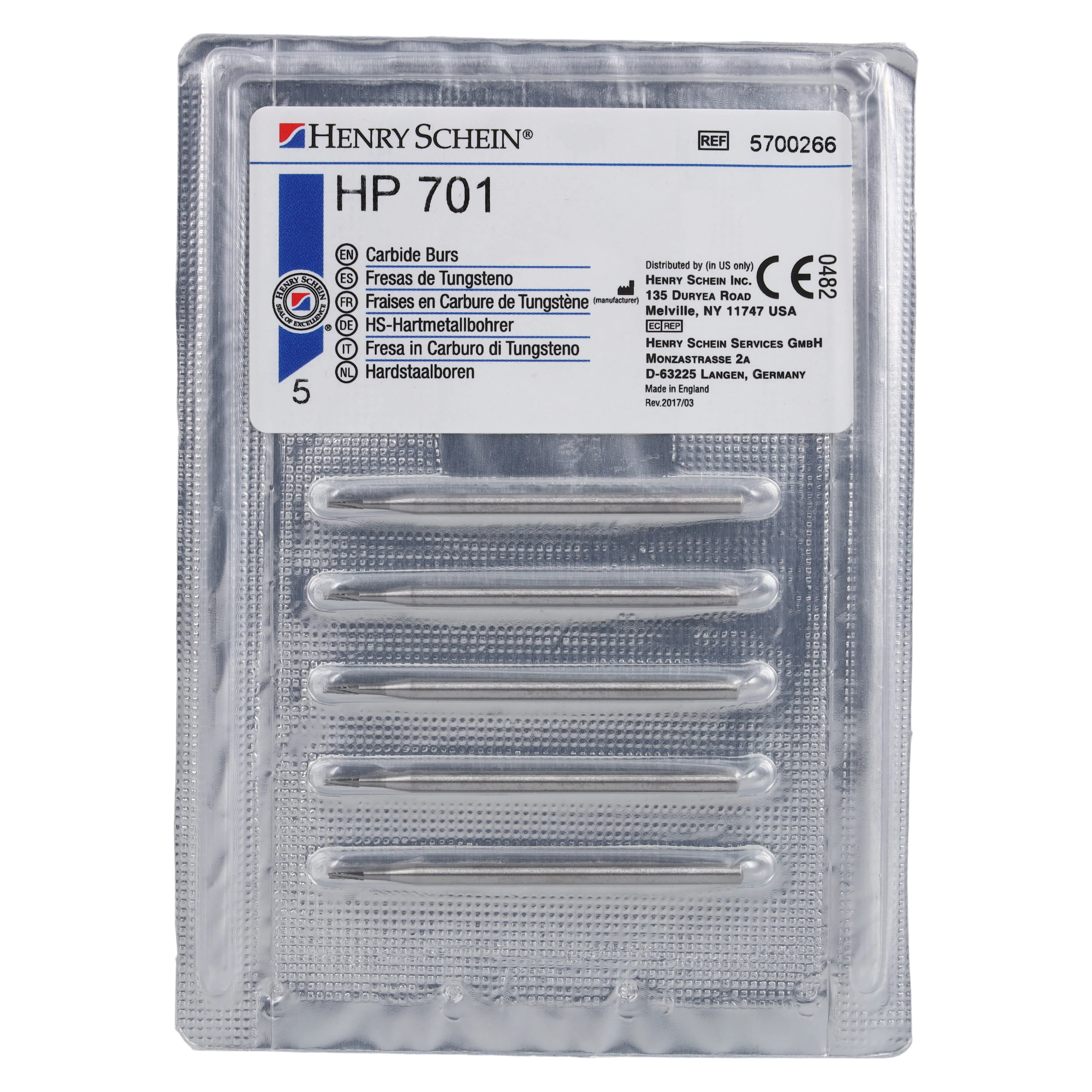 Carbide Bur HP 701, Operative Flat End Taper, Cross Cut, Handpiece, 5/Package thumbnail 5