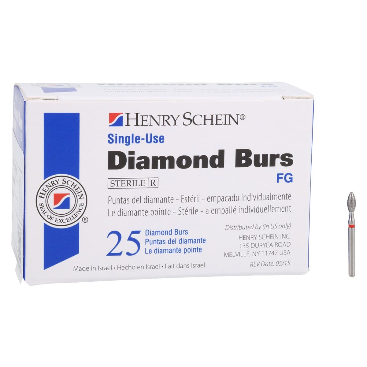 Diamond Single-Use FG Bur, Fine Egg/Football, 4.7 mm, Friction Grip, 25/Box, 368-020F thumbnail 3