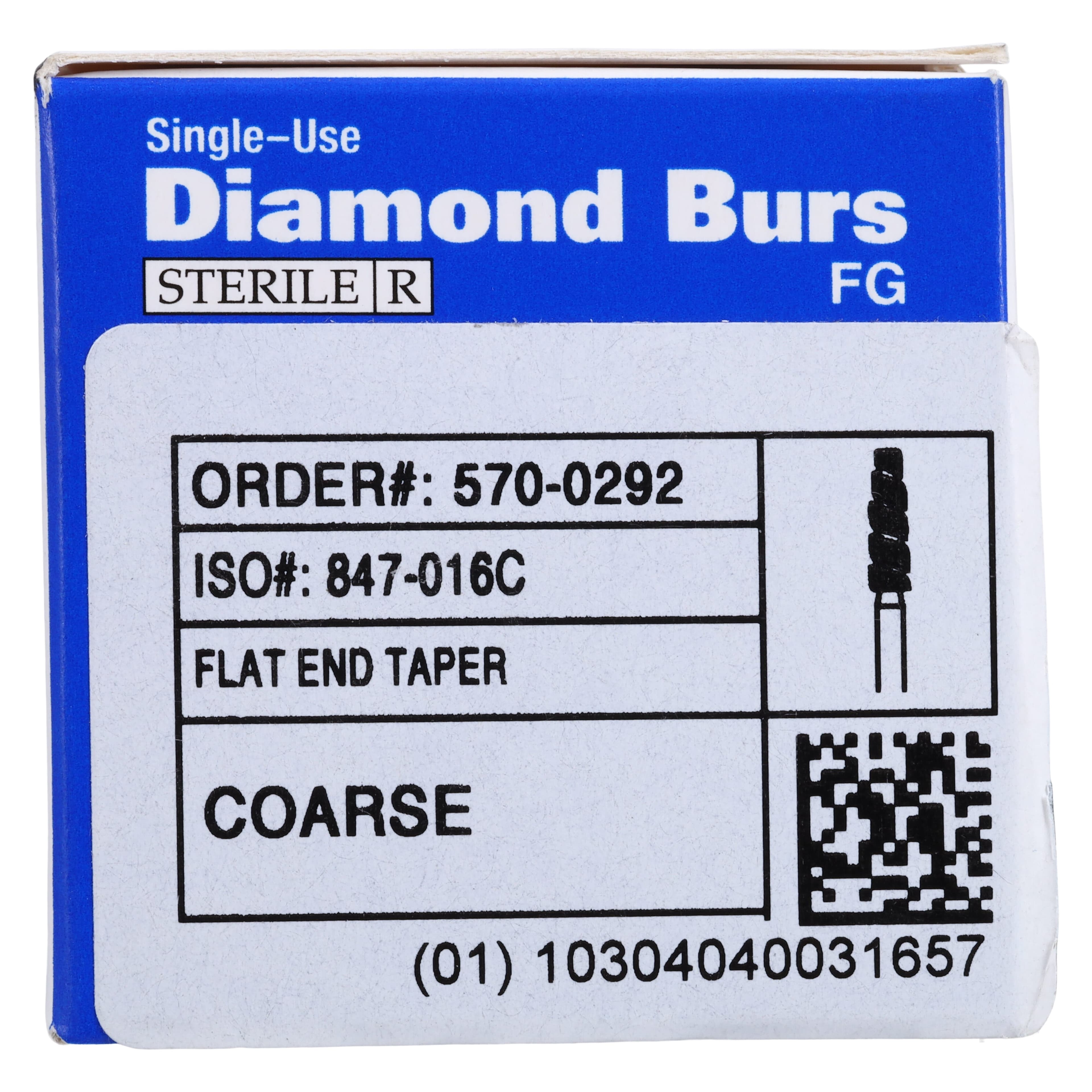 Diamond Single-Use FG Spiral Flat End Taper Friction Grip Bur, Coarse, 847-016C, 25/Pk thumbnail 5
