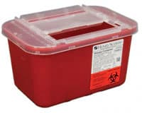Henry Schein Sharps Container with Sliding Lid, 1 Gallon, Red/Clear, Polypropylene, 10-3/10" x 7" x 5-3/5" - Sharps Container with Sliding Lid - Image 1