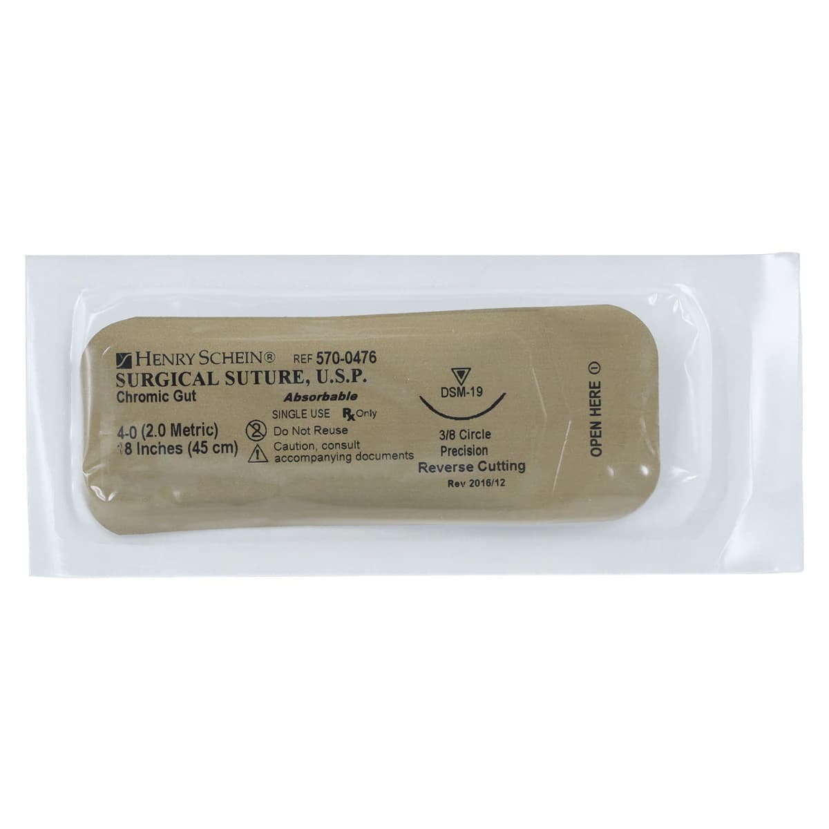 Chromic Gut Absorbable Surgical Sutures, 4-0, 18" Monofilament, DSM-19, Precision Reverse Cutting, 3/8 Circle Needle, 12/Box thumbnail 3