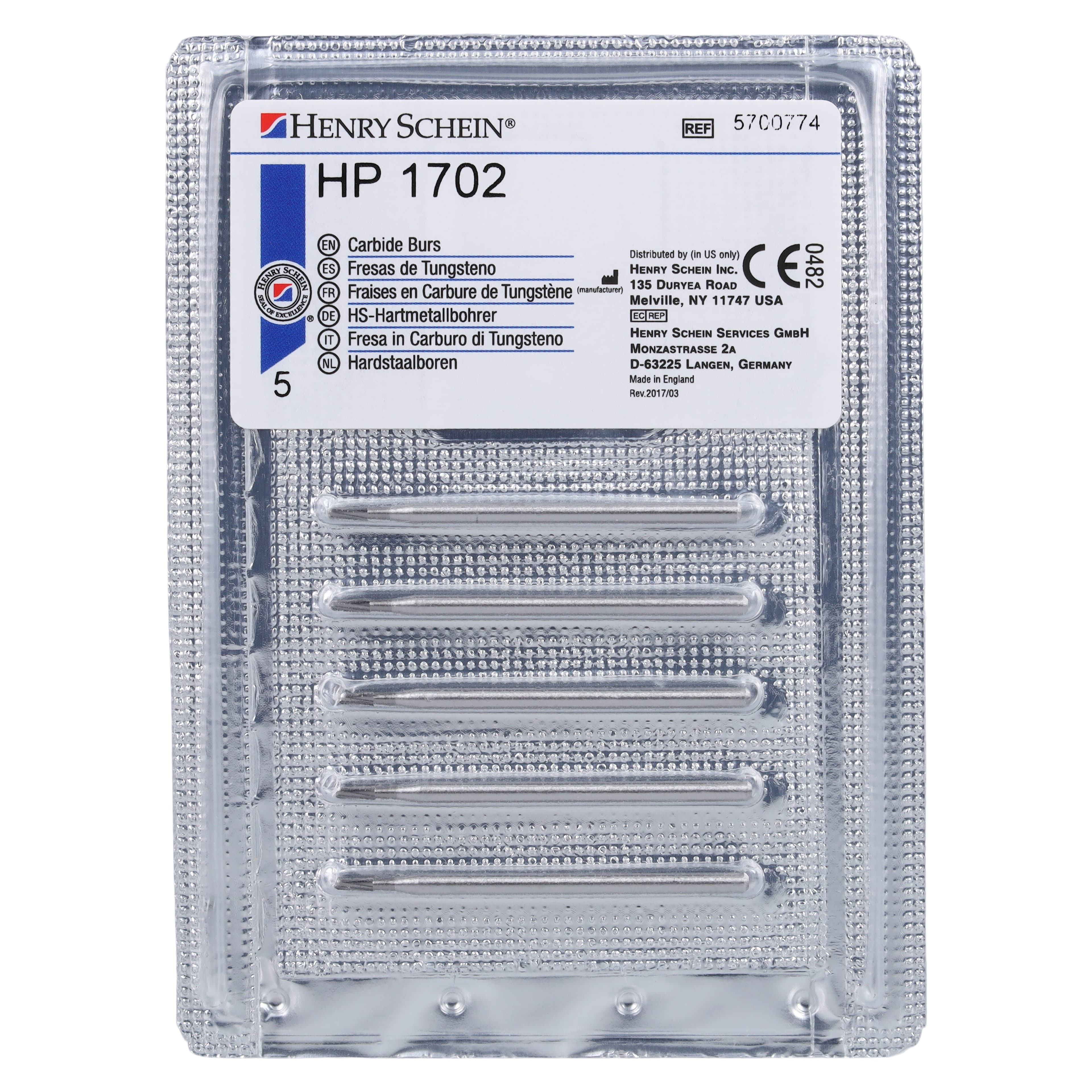 Henry Schein HSI Carbide Bur HP 1702, Domed Taper Fissure Cross Cut, Operative, 5/Pk thumbnail 4
