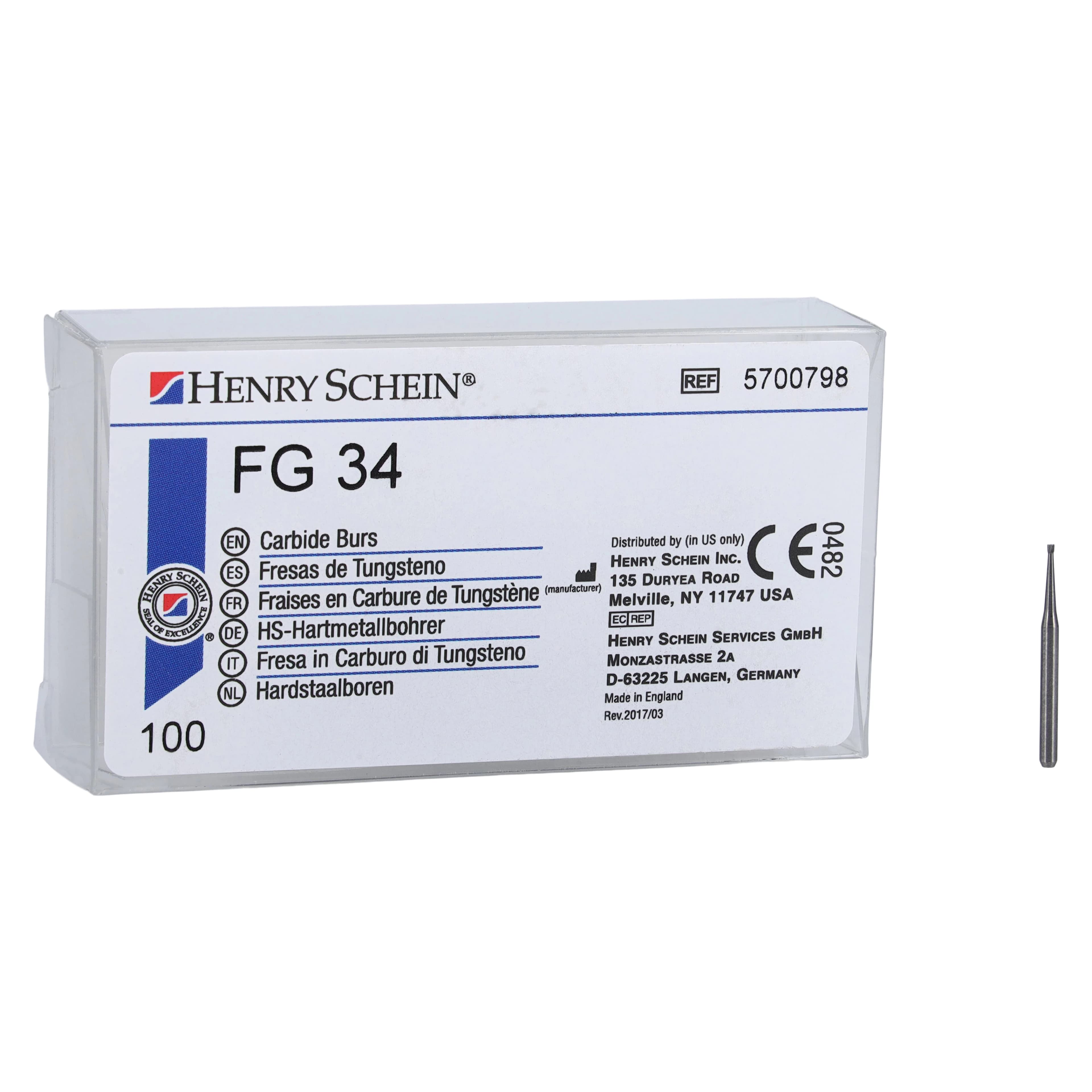 Henry Schein HSI Carbide Bur FG 34, Inverted Cone, Friction Grip, 100/Pkg thumbnail 4