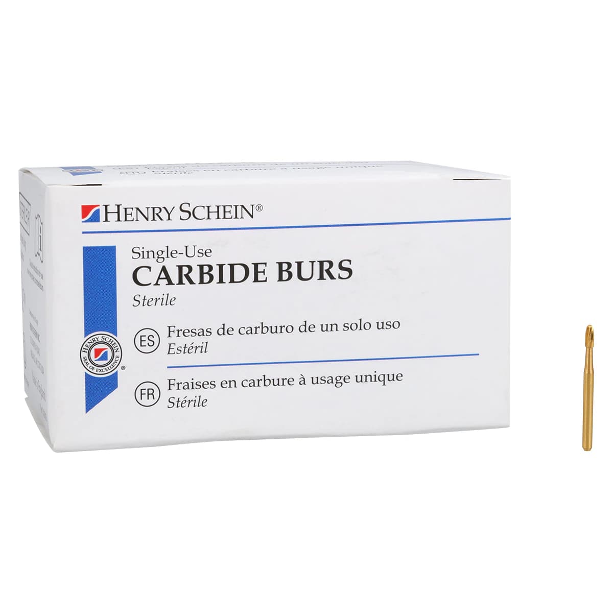 Henry Schein HSI Sterile Carbide Bur, Trimming & Finishing, Friction Grip, Egg Shape, 7404, Individually Packaged, 25/Rl thumbnail 3