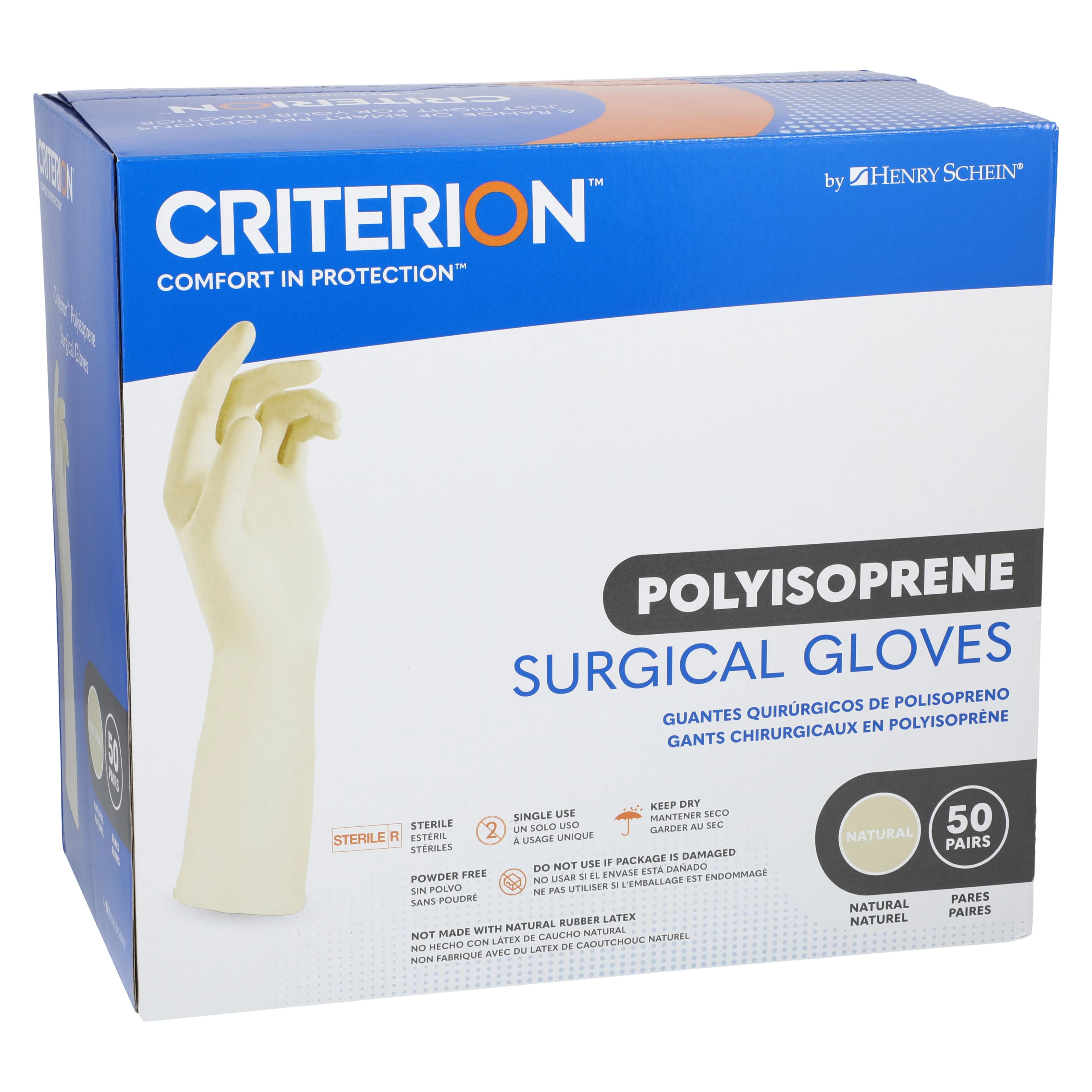 Criterion Polyisoprene Surgical Gloves, Powder-Free, Sterile, Size 5 1/2, Natural, 50 Pairs/Box thumbnail 6