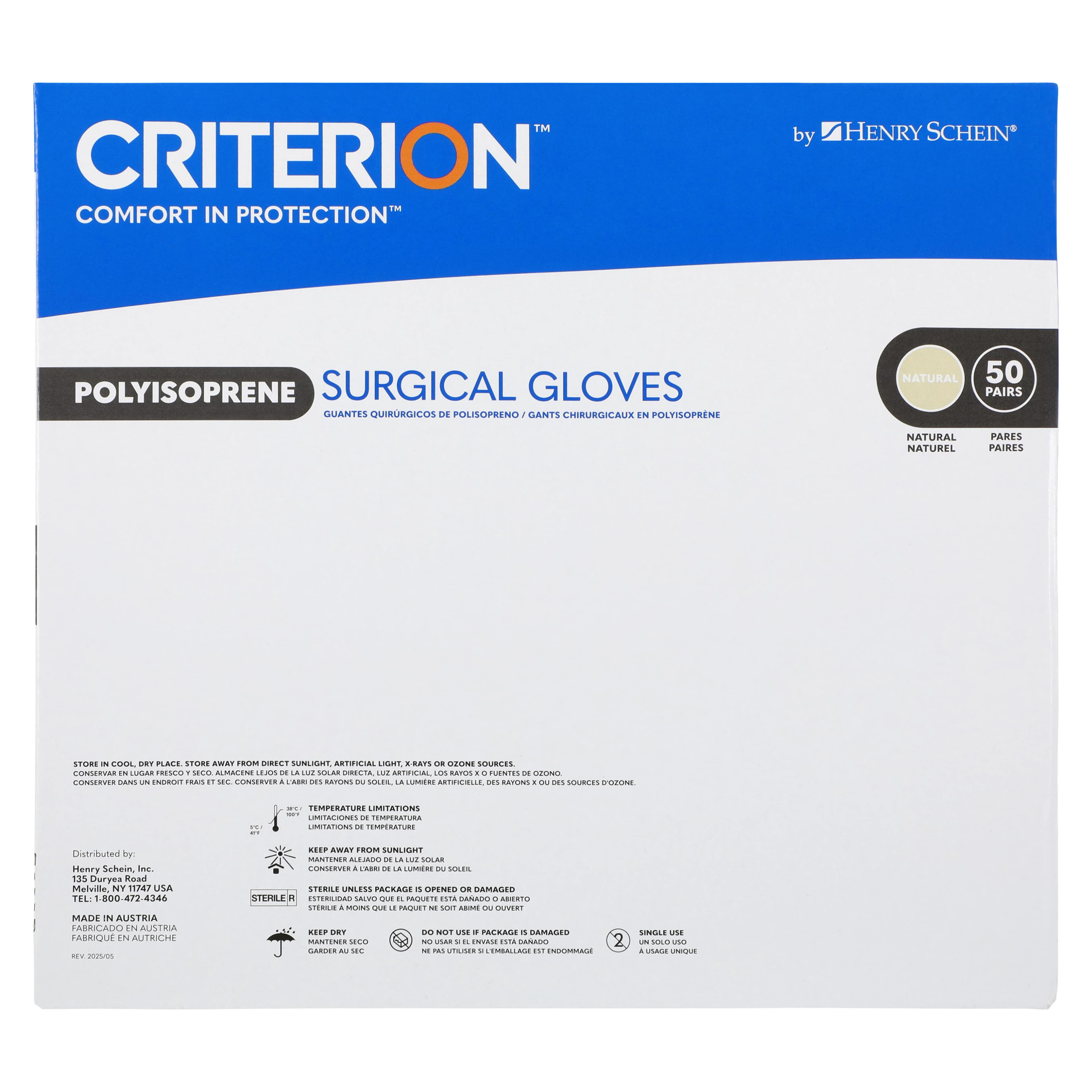 Criterion Polyisoprene Surgical Gloves, Powder-Free, Sterile, Size 6 1/2, Natural, 50 Pairs/Box thumbnail 6