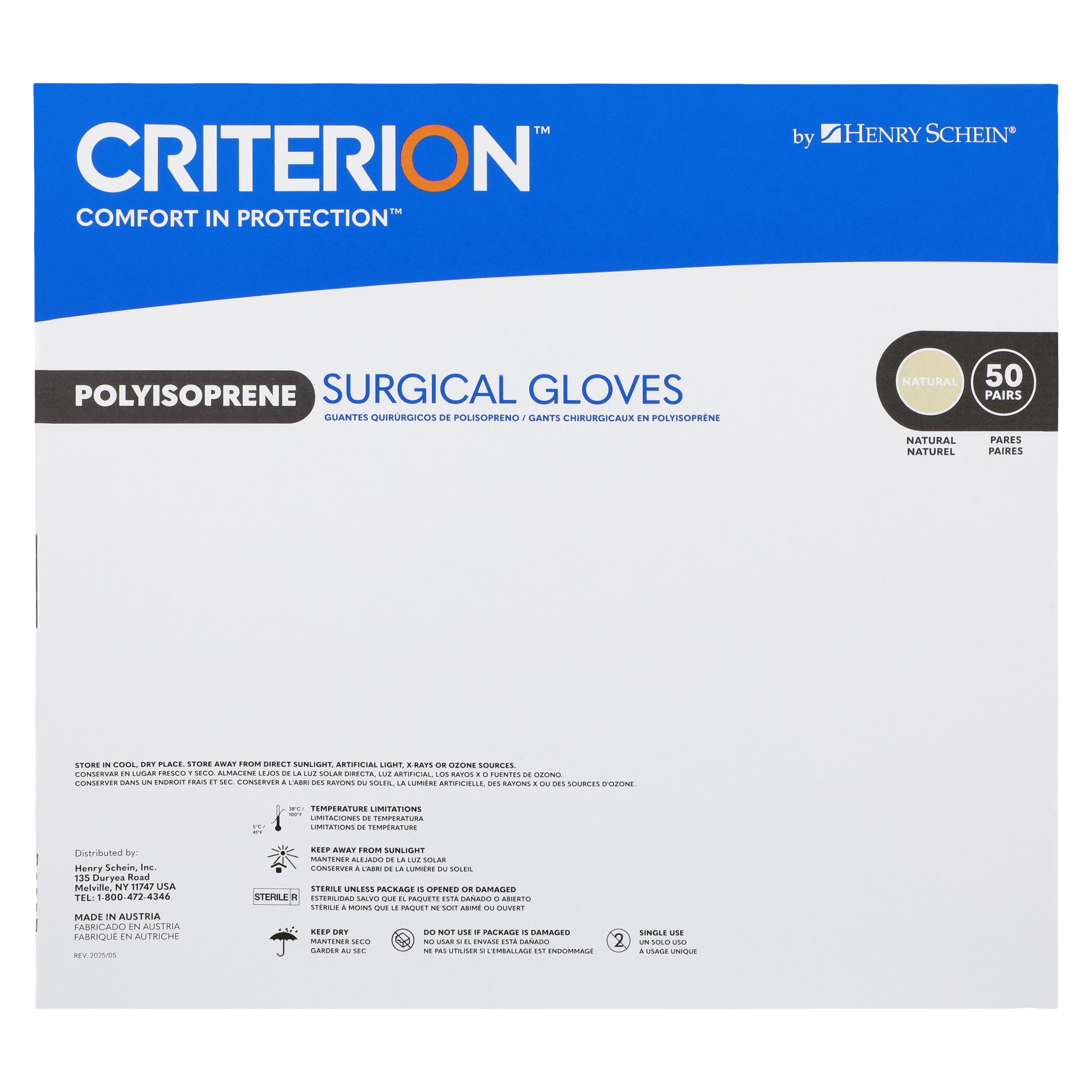 Criterion Polyisoprene Surgical Gloves, Sterile, Powder-Free, Size 7, Natural, 50 Pairs/Box thumbnail 6