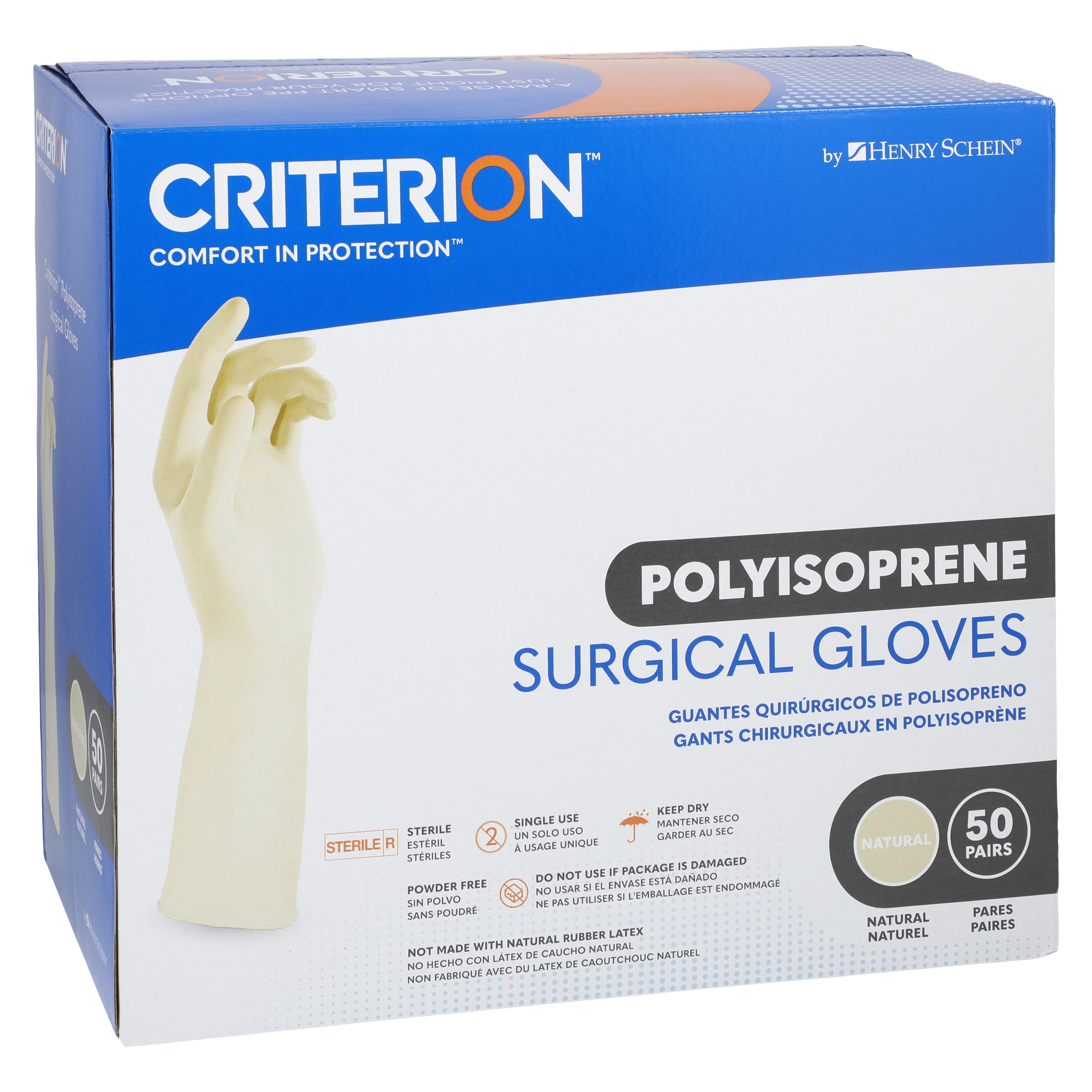 Criterion Polyisoprene Surgical Gloves, Size 9, Powder-Free, Sterile, Natural, 50 Pairs/Box thumbnail 4