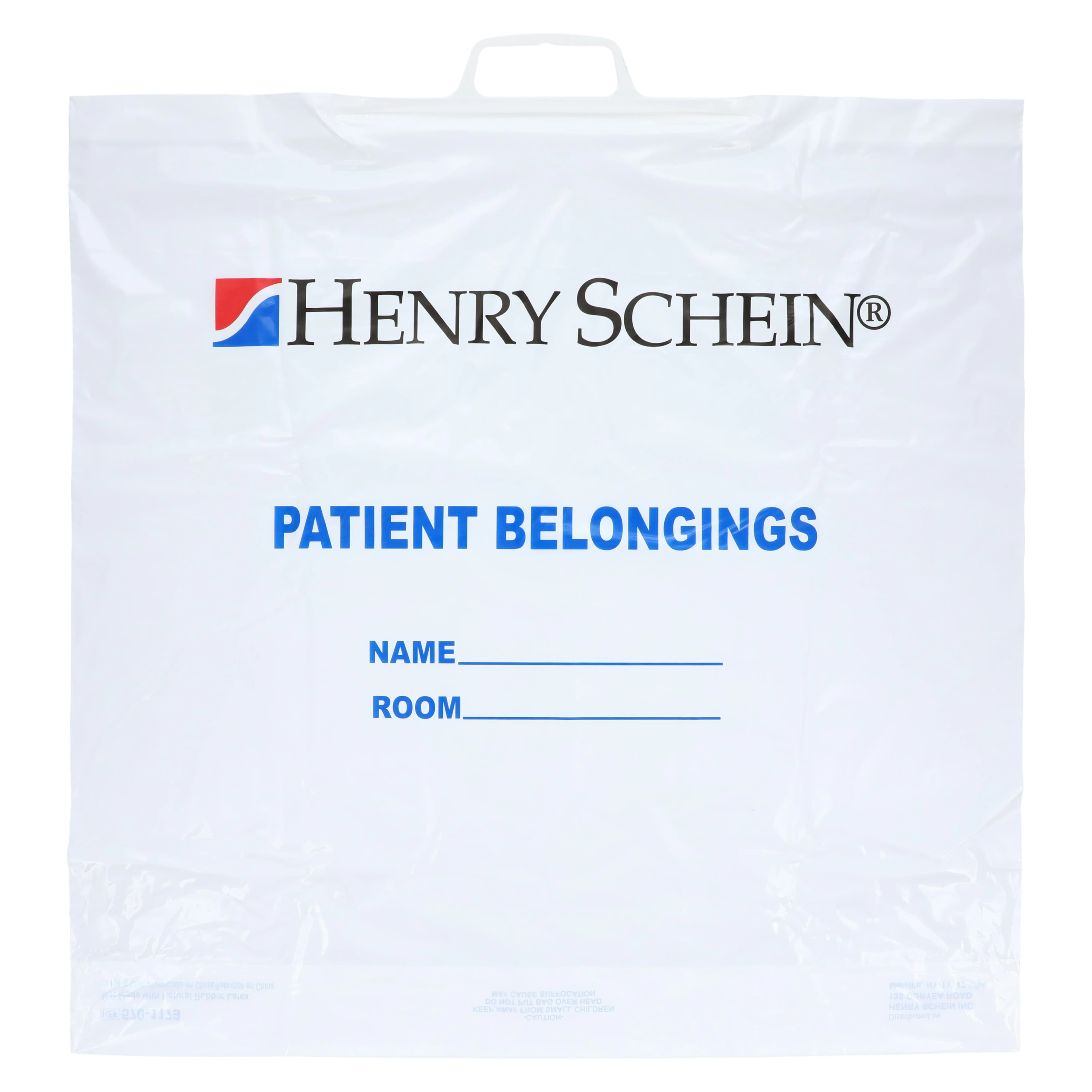Henry Schein Patient Belongings Bag, White Opaque, Handle Top Closure, 20x20x4" thumbnail 2