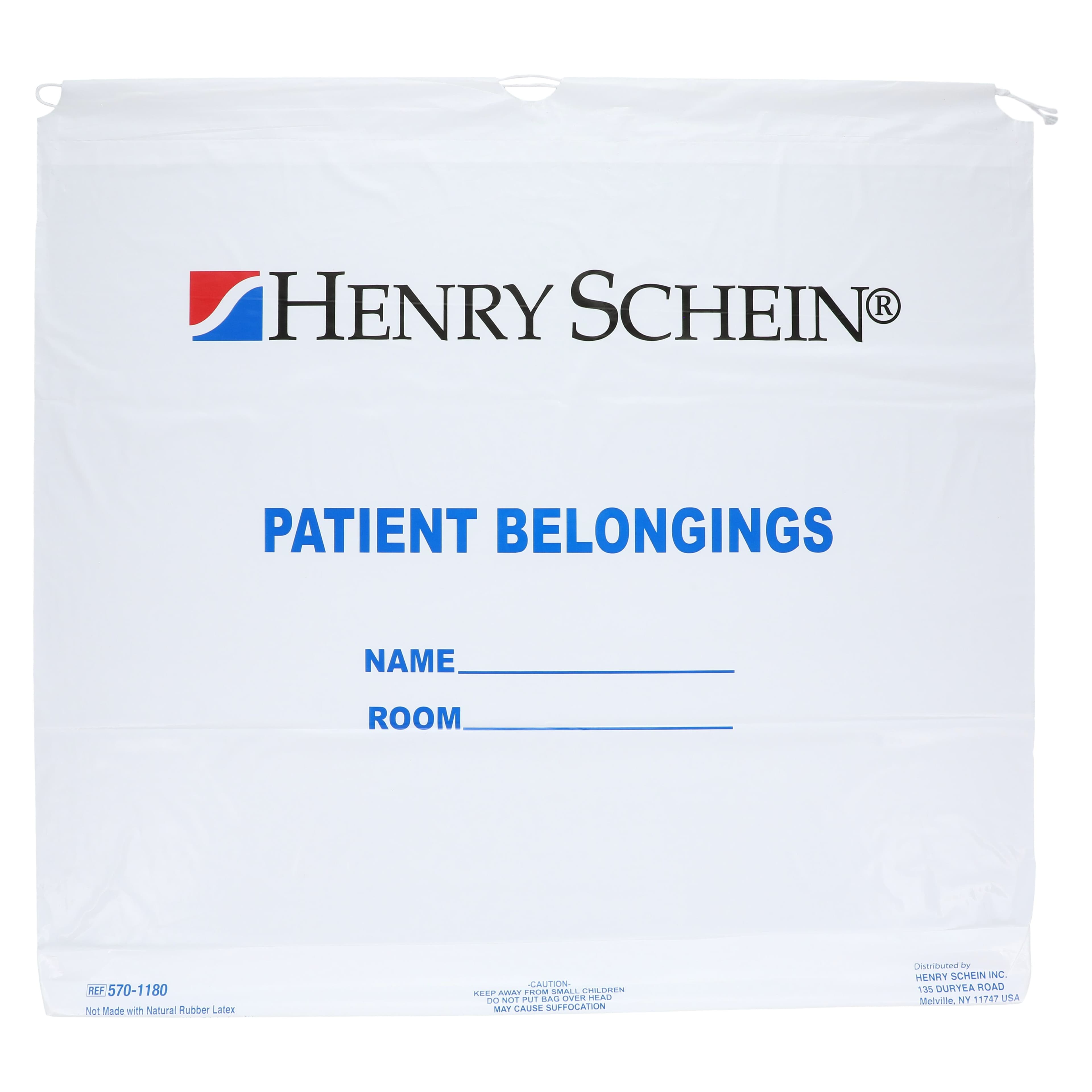 Henry Schein Patient Belongings Bag, White Opaque, Drawstring Closure, 20" x 20" x 4" thumbnail 3