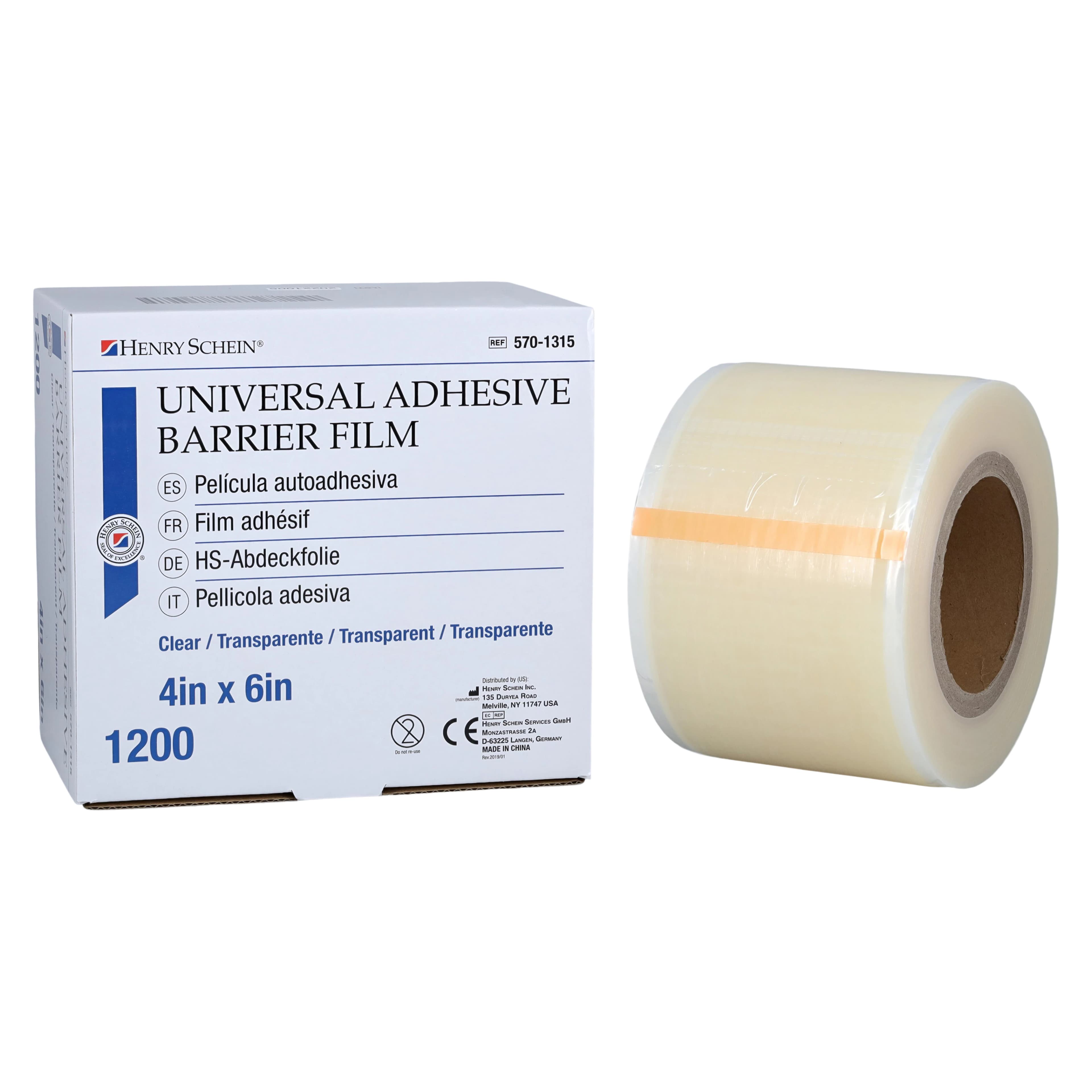 Henry Schein Universal Adhesive Barrier Film, Clear, 4 in x 6 in, Non-Sterile, Disposable, 1200/Box - Universal Adhesive Barrier Film - Image 1