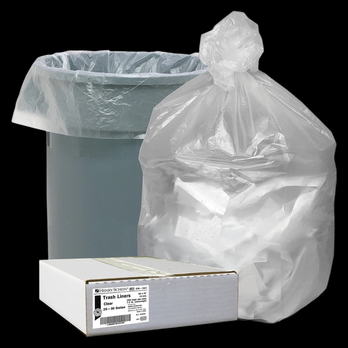 Henry Schein Trash Liners, Clear, High Density, 30" x 37", 20-30 Gallon, 250/Case - Trash Liners - Image 1