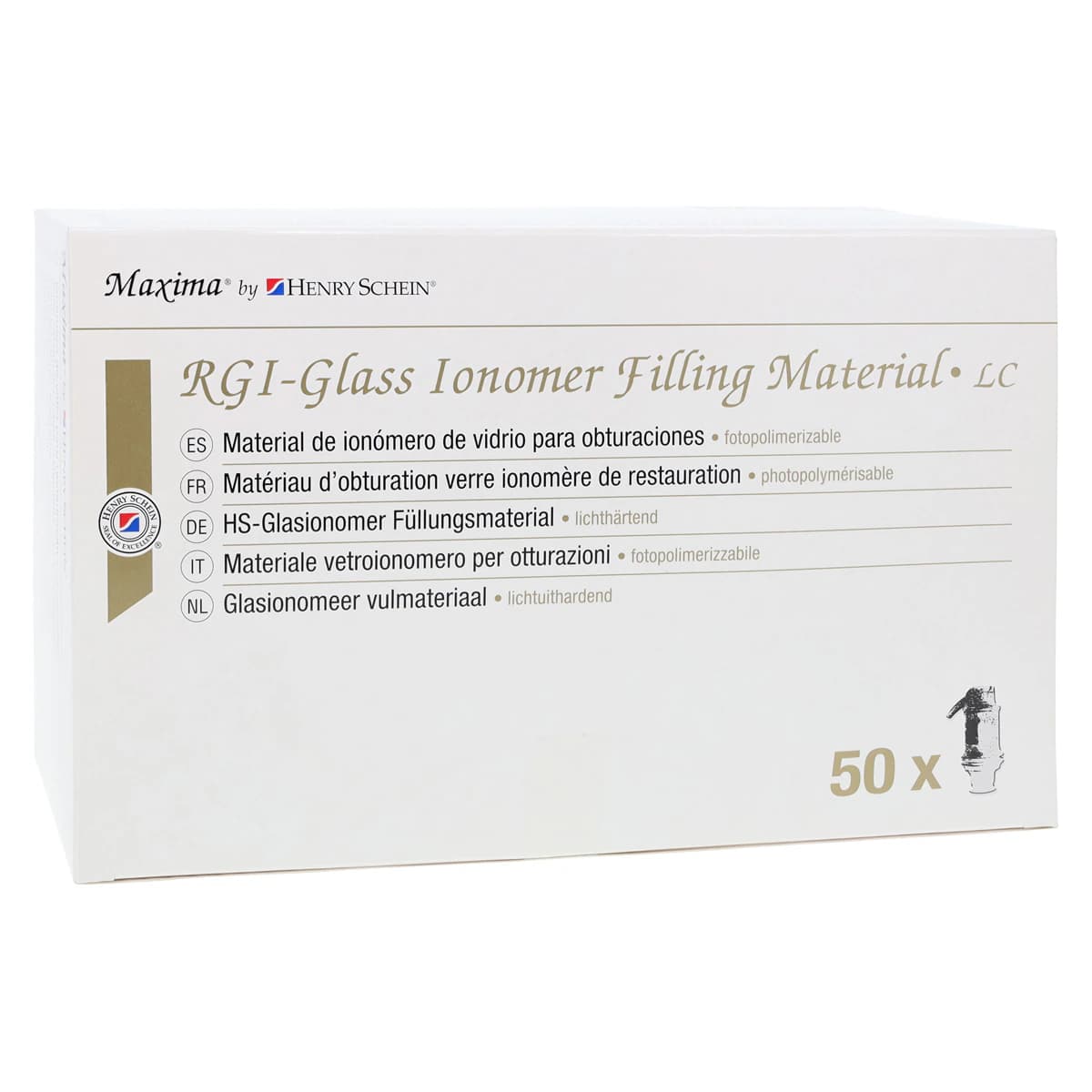 Maxima RGI Light-Cured Glass Ionomer Restorative, Application Capsule, Shade A1, 0.17 mL, 50/Pkg - Maxima RGI Application Capsule - Image 1