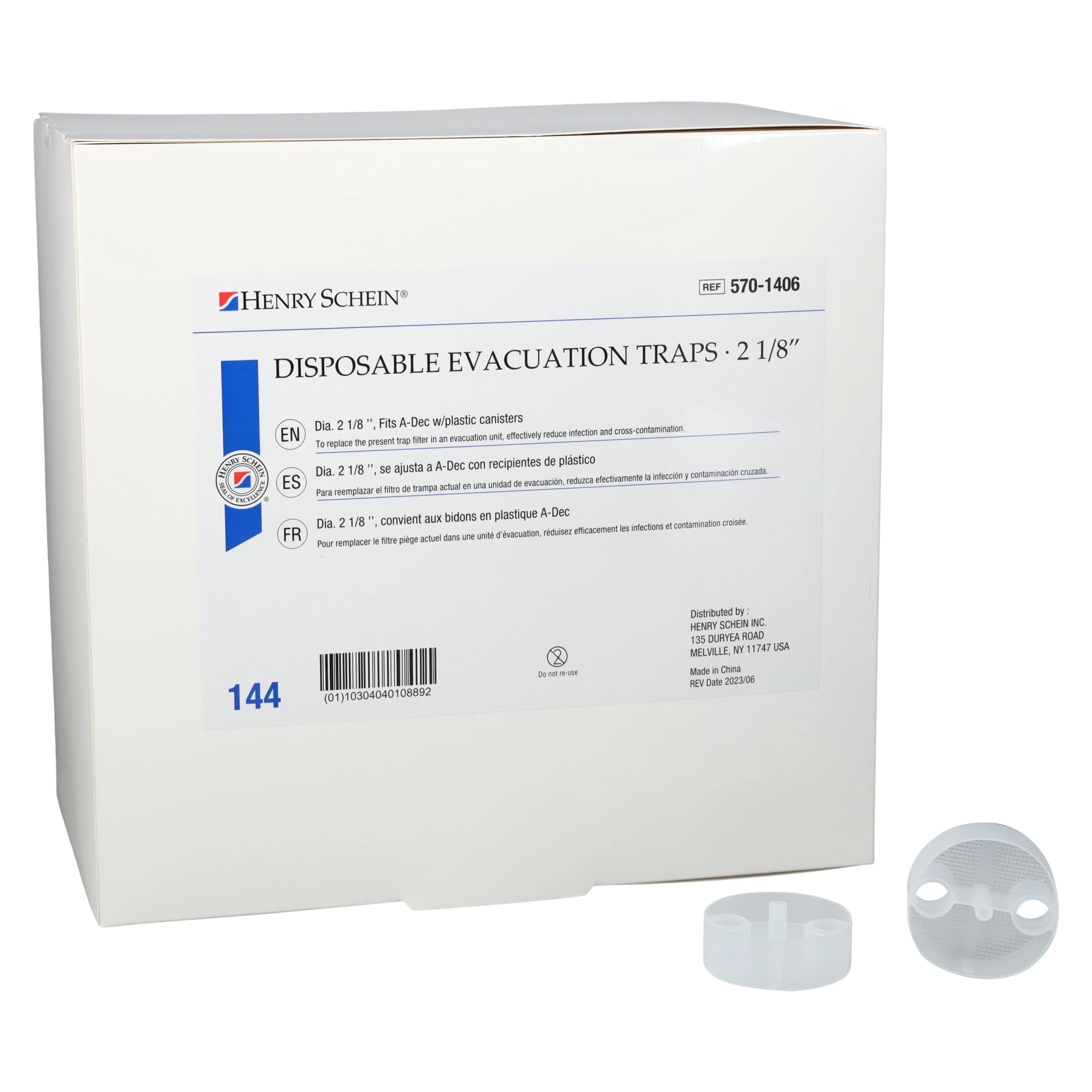 Disposable Evacuation Traps #5501, 2 1/8 in, 144/Box - Disposable Evacuation Traps - Image 1