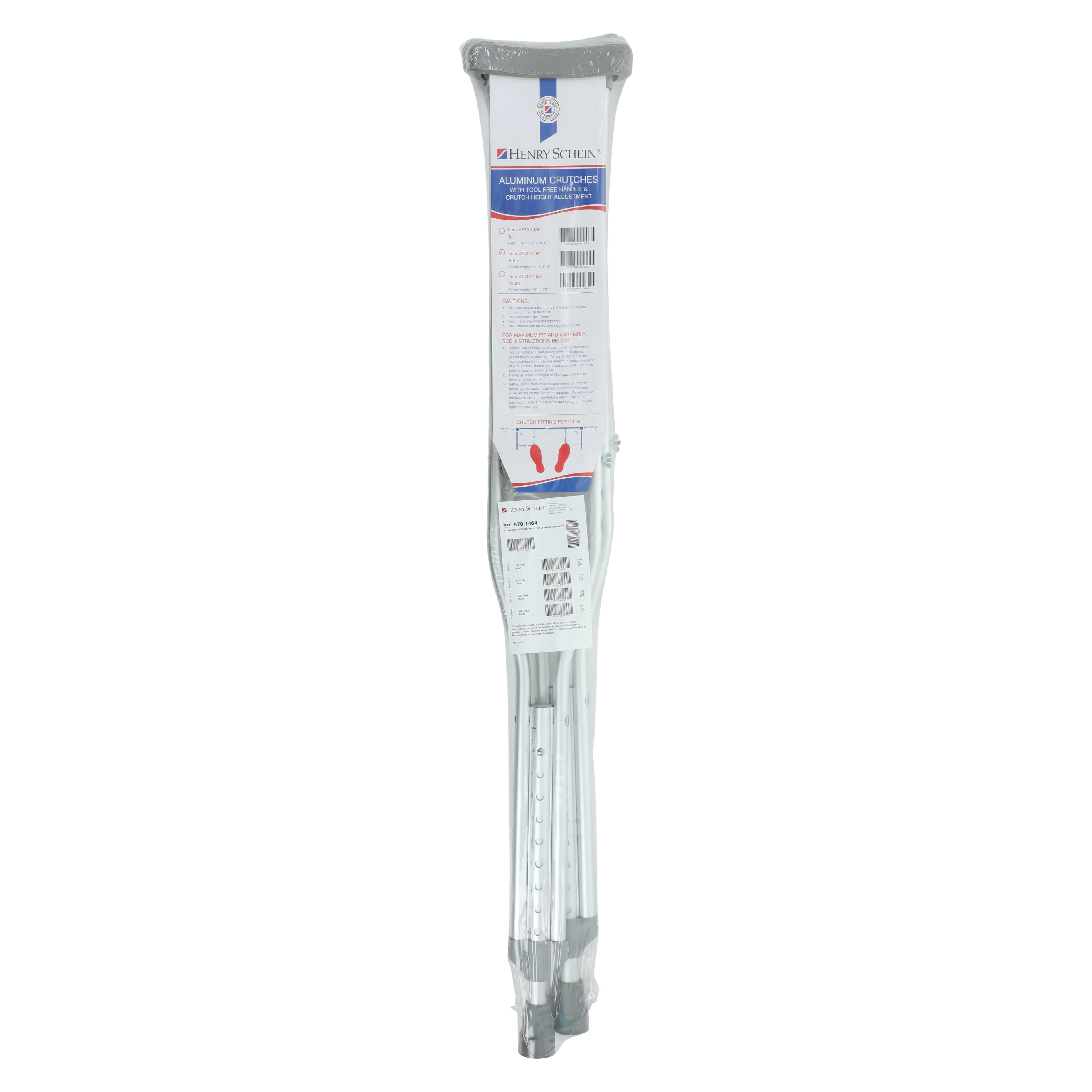 Aluminum Crutches Adult, Adjustable 5'2"-5'10" - Aluminum Crutches Adult - Image 1