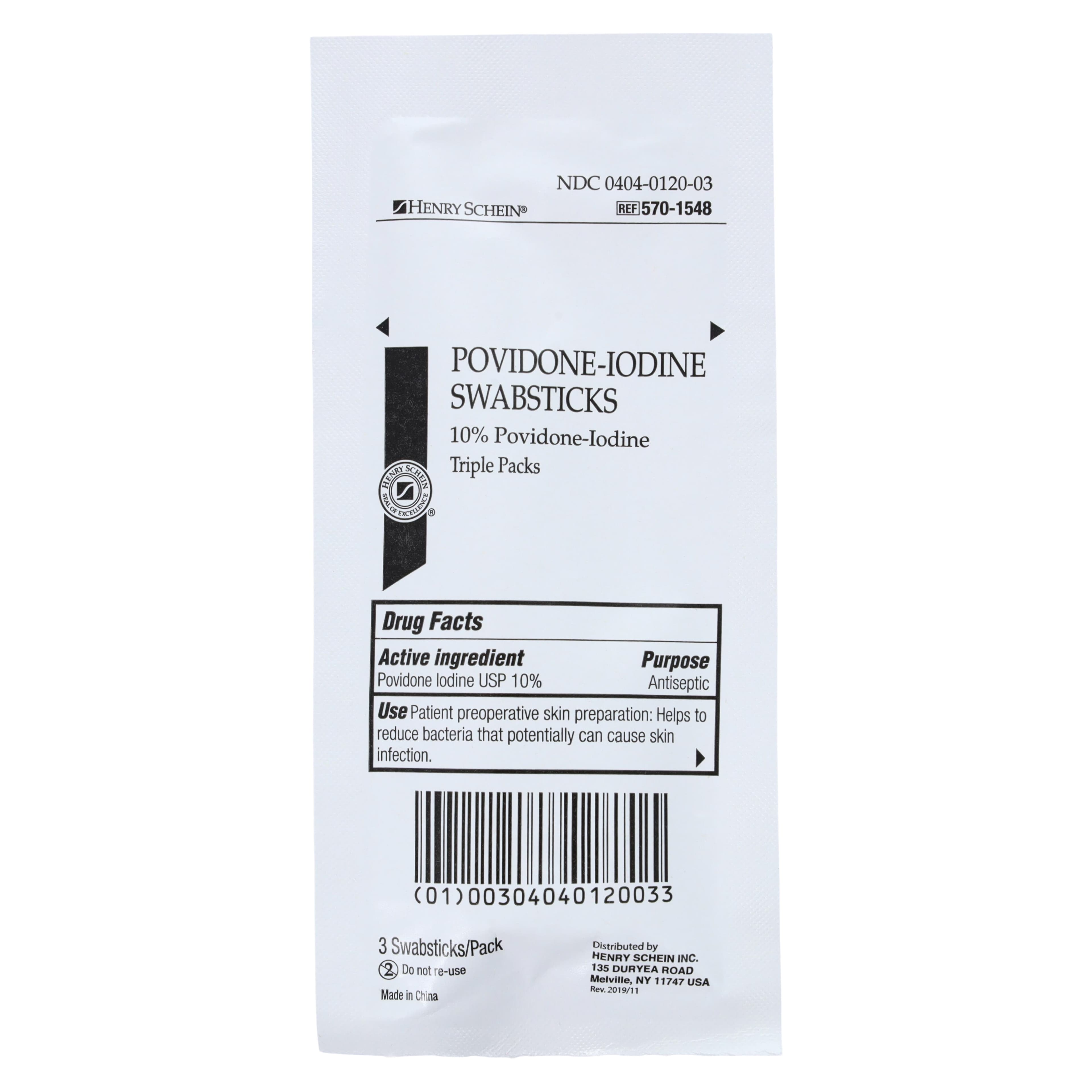Henry Schein Povidone-Iodine Swabstick, 10% PVP Iodine, Sterile, 3-Pack thumbnail 3