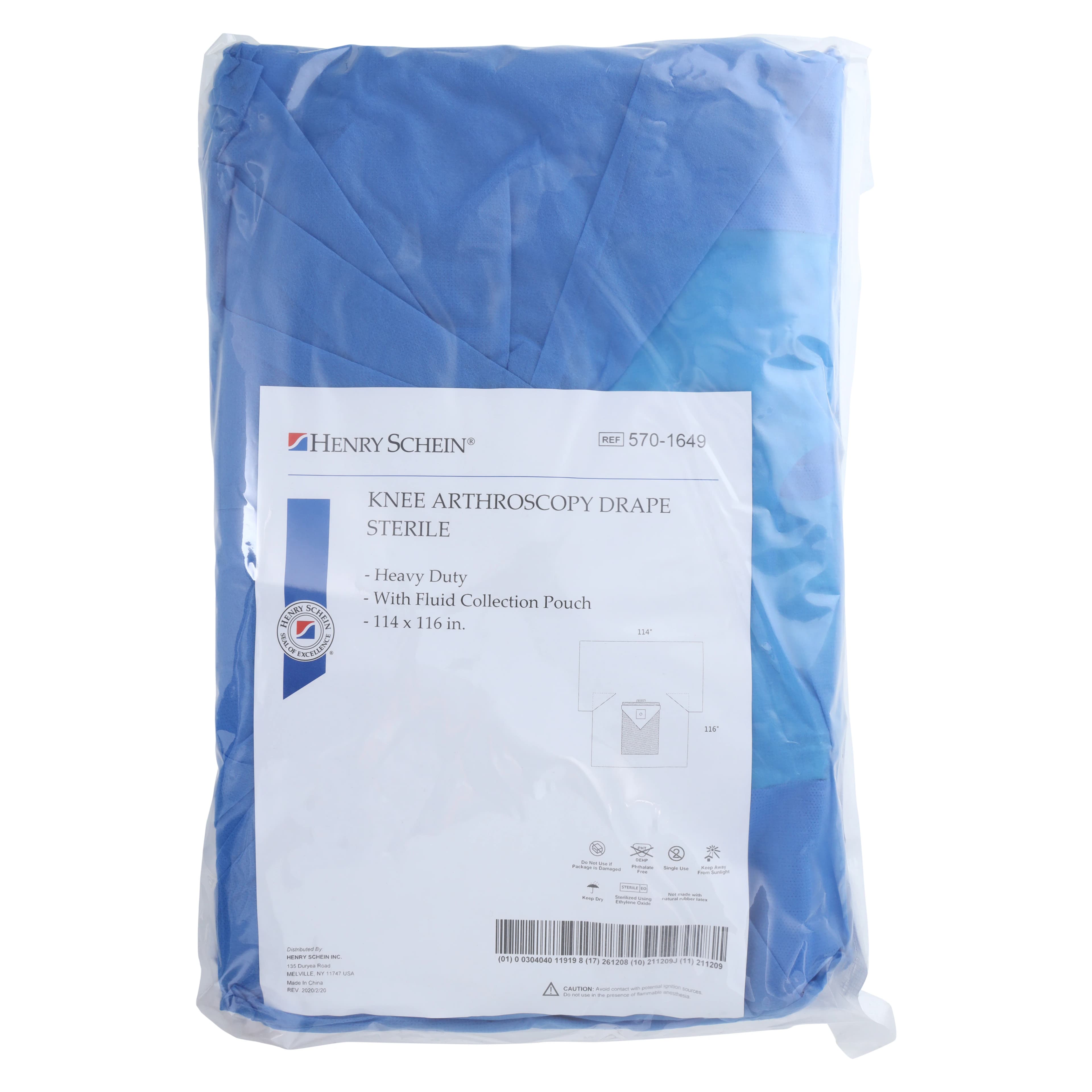 Henry Schein Sterile Knee Arthroscopy Drape with Fluid Collection Pouch, 114" x 116", SMS - Drape Knee Arthro W/F SMS - Image 1