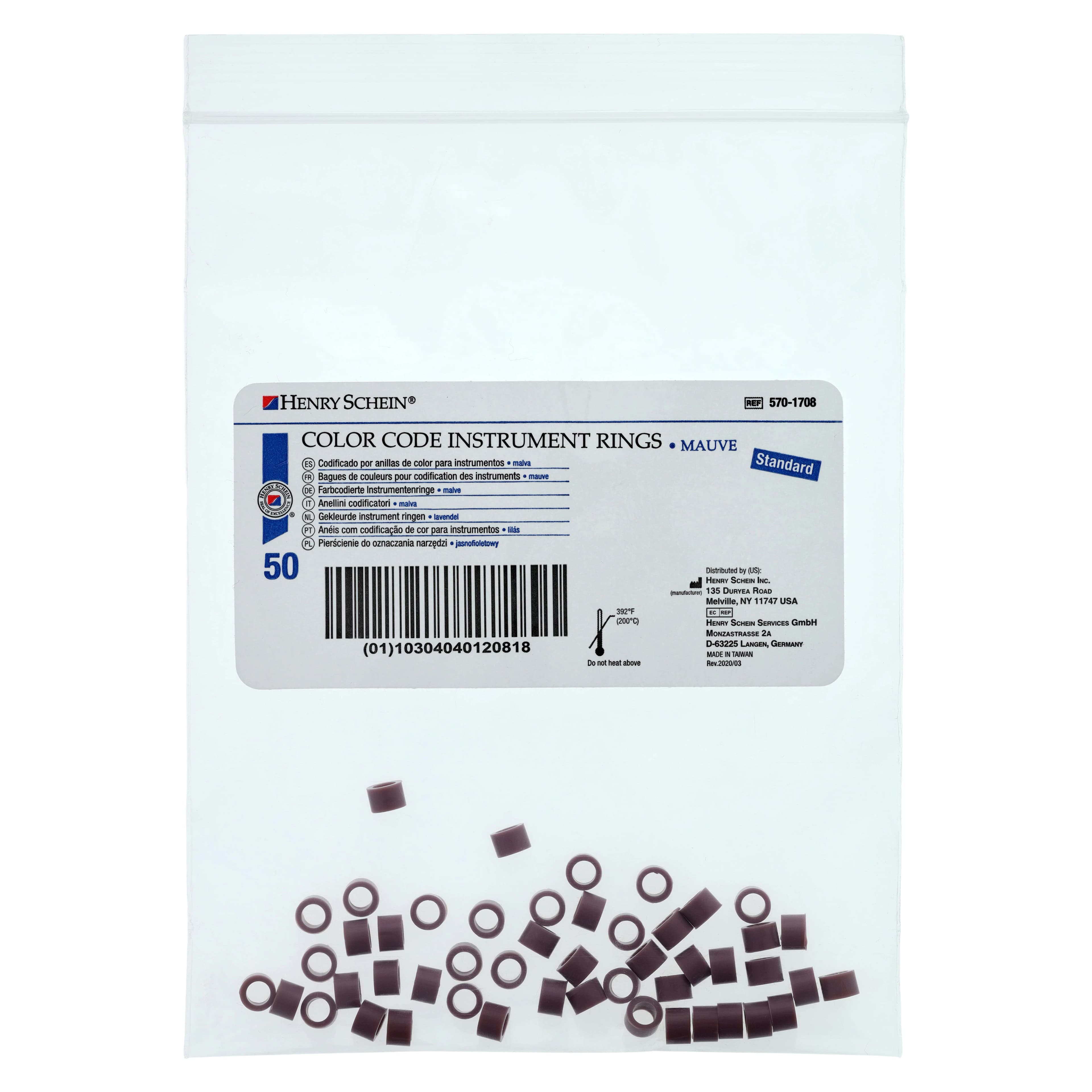 Color Code Instrument Rings, Standard, Mauve Silicone, Latex Free, Autoclavable, 50/Box thumbnail 4