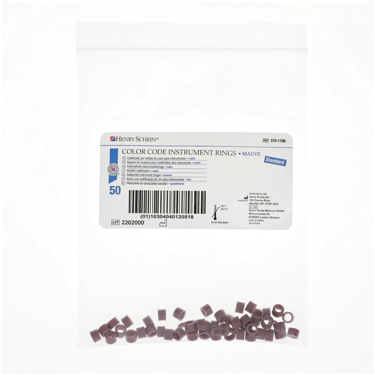 Color Code Instrument Rings, Standard, Mauve Silicone, Latex Free, Autoclavable, 50/Box thumbnail 3