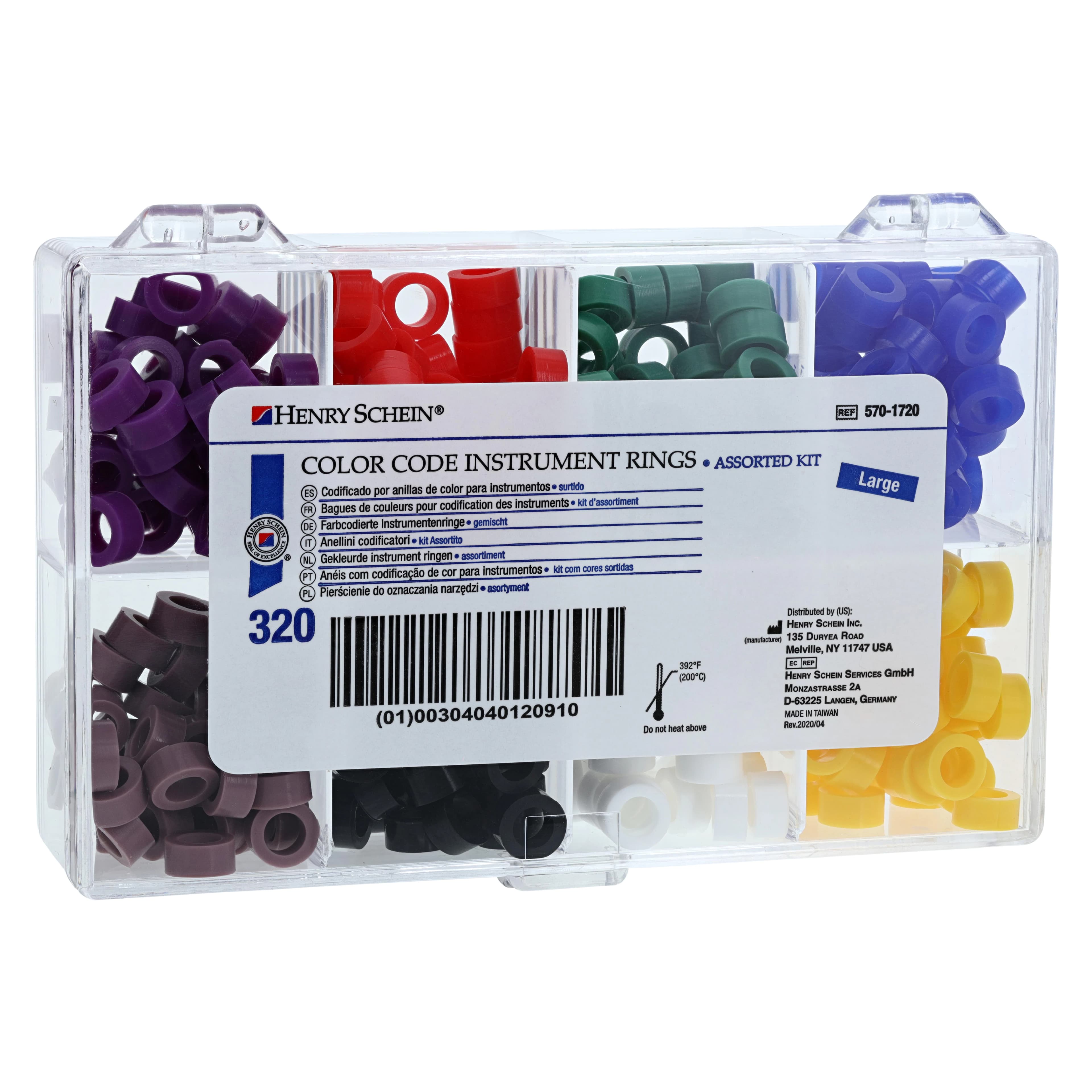 Color Code Instrument Rings, Large, Assorted Colors, Silicone, Latex Free, Autoclavable, 320/Box thumbnail 2