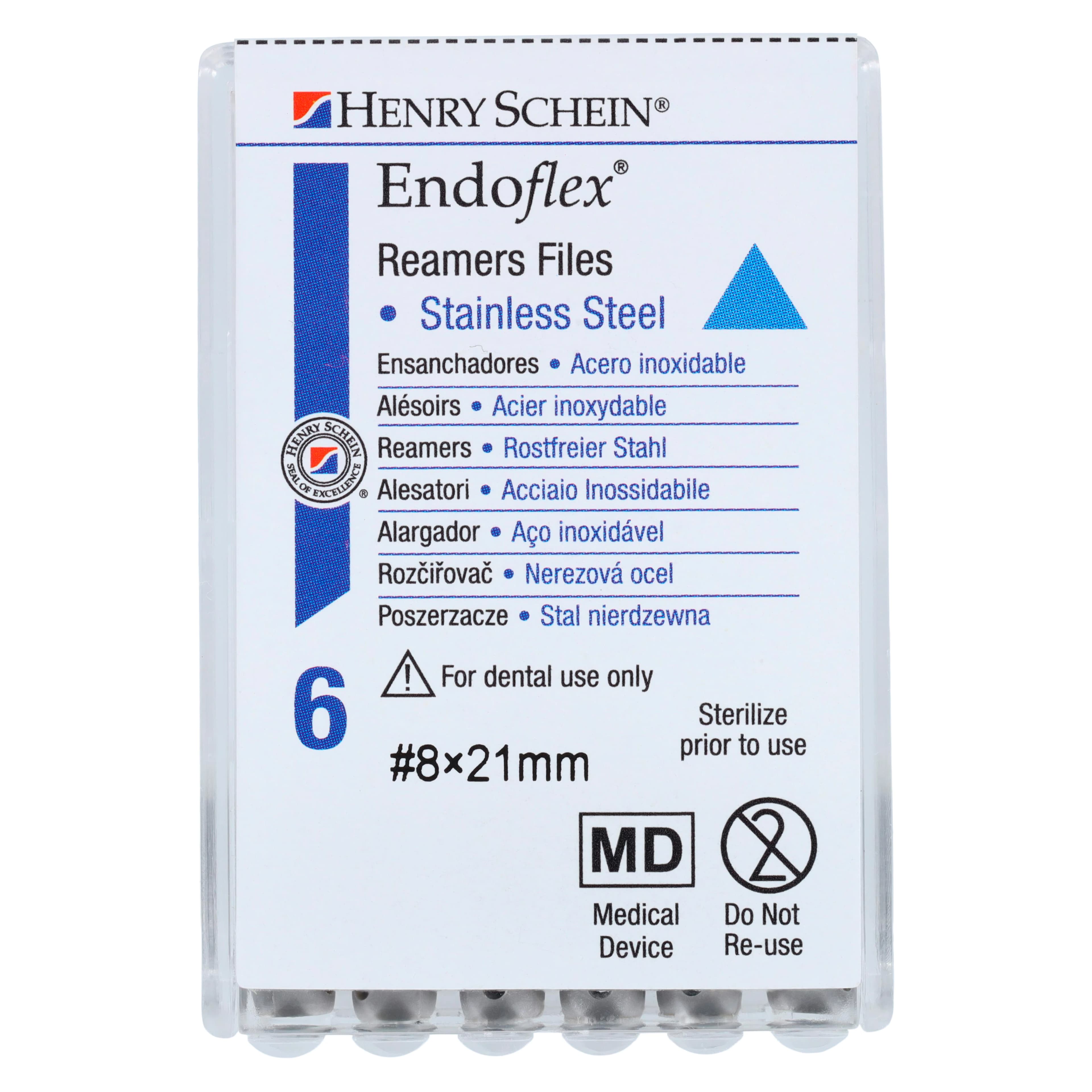 Endoflex Reamers, Size 08, 21mm, Stainless Steel, Grey Handle, 6/Box thumbnail 4
