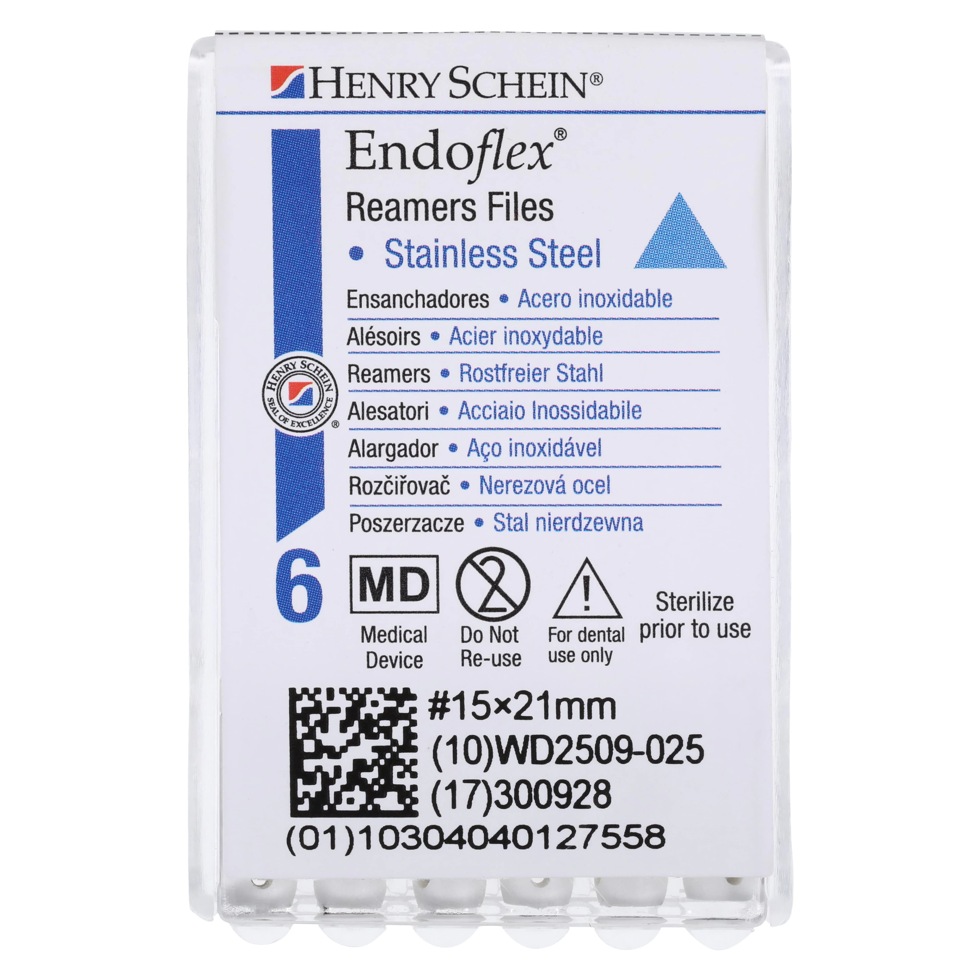 Endoflex Reamers, Size #15, 21mm, Stainless Steel, White Handle, 6/Box thumbnail 4