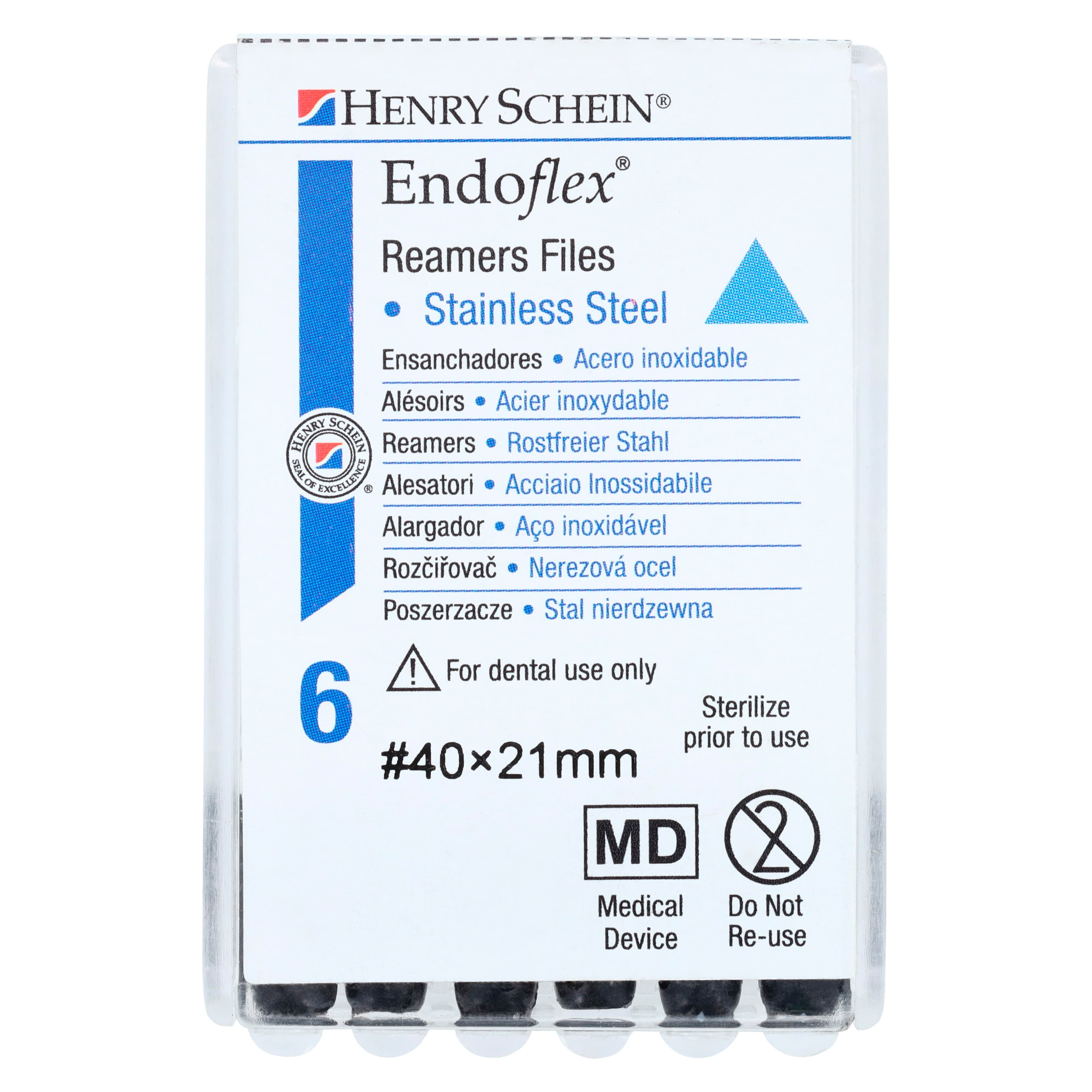 Endoflex Reamers, Size #40, 21mm, Stainless Steel, Black Handle, 6/Box thumbnail 4