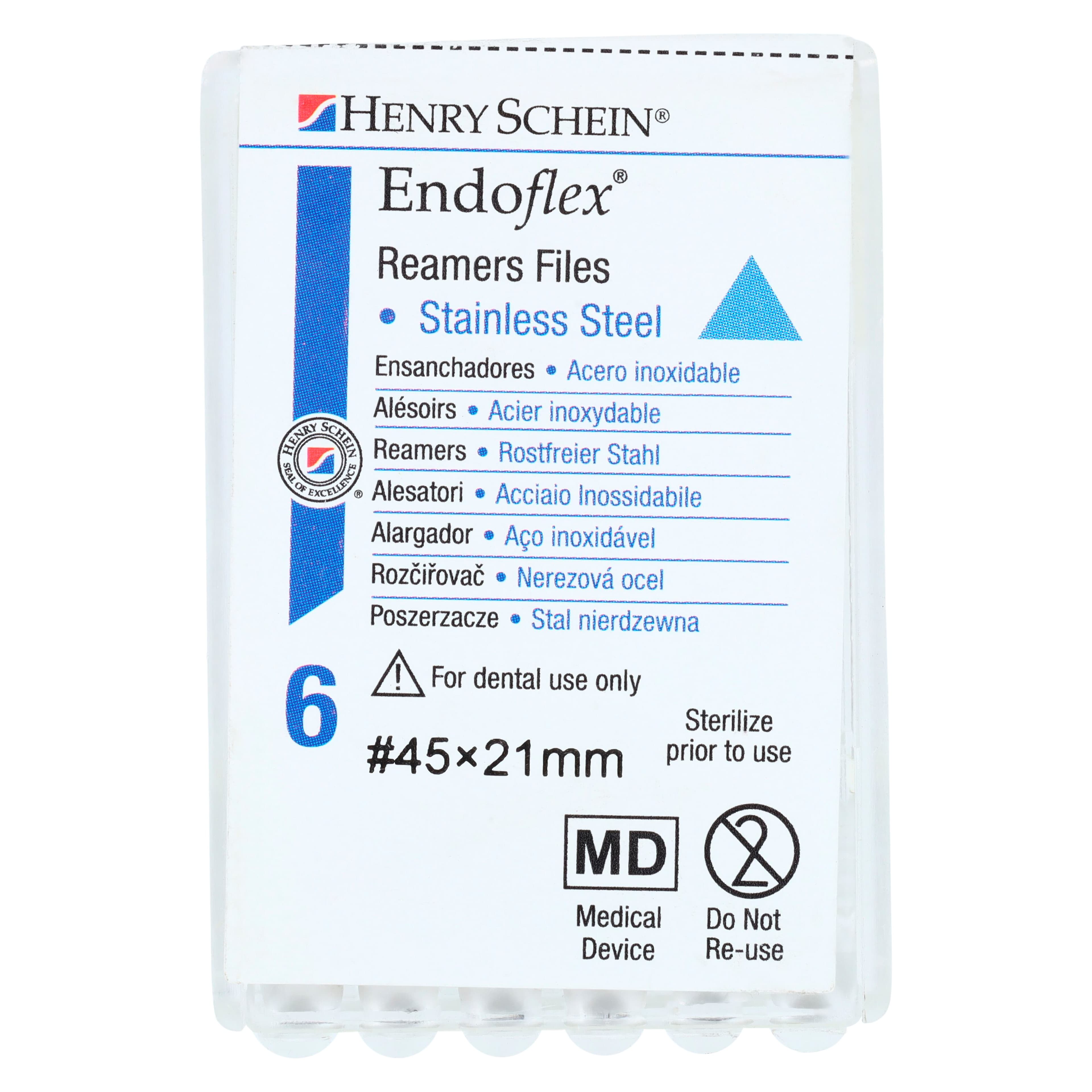 Endoflex Reamers, Size 45, 21mm, Stainless Steel, White Handle, 6/Box thumbnail 4