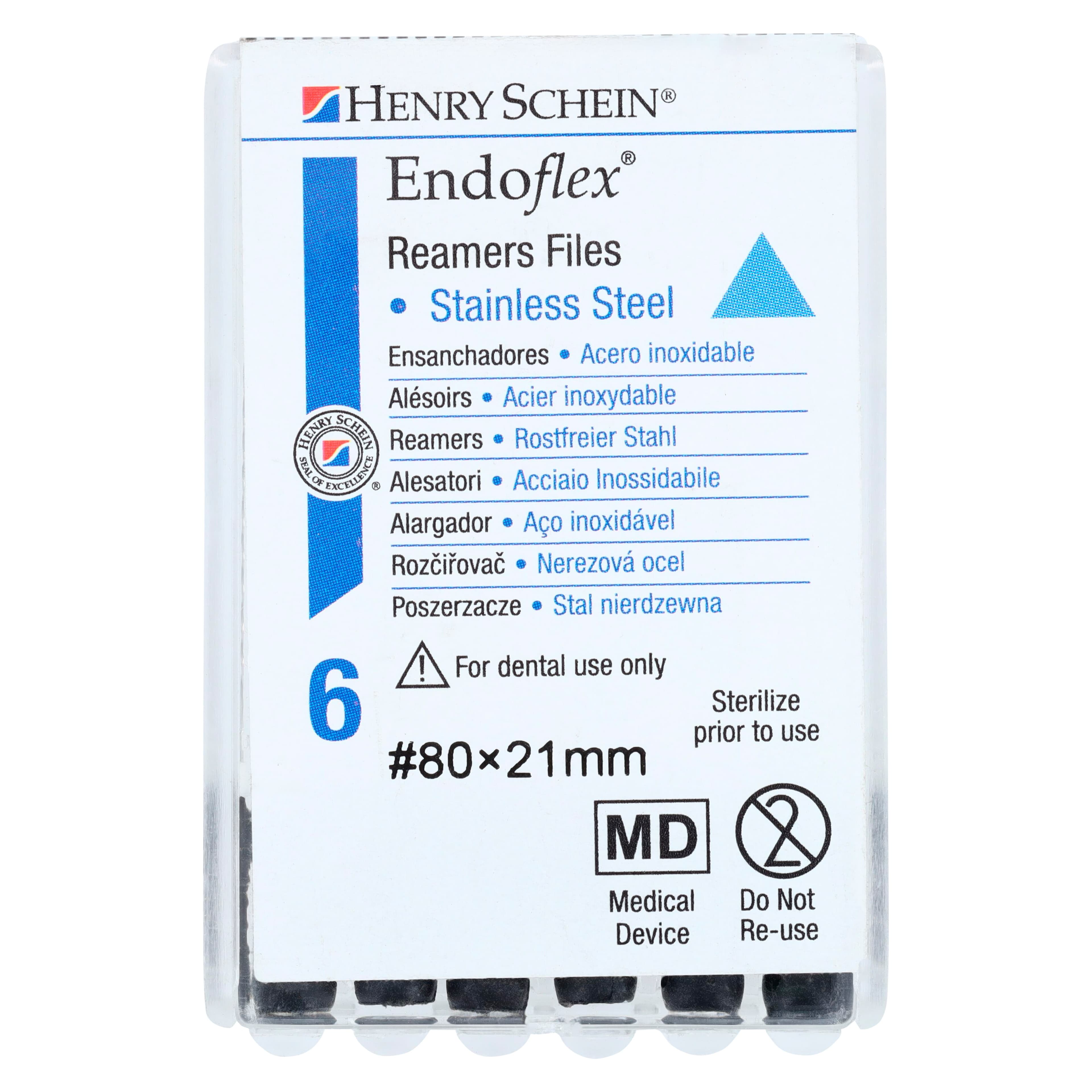 Endoflex Reamers, Size 80, 21mm, Stainless Steel, Black Handle, 6/Box thumbnail 4