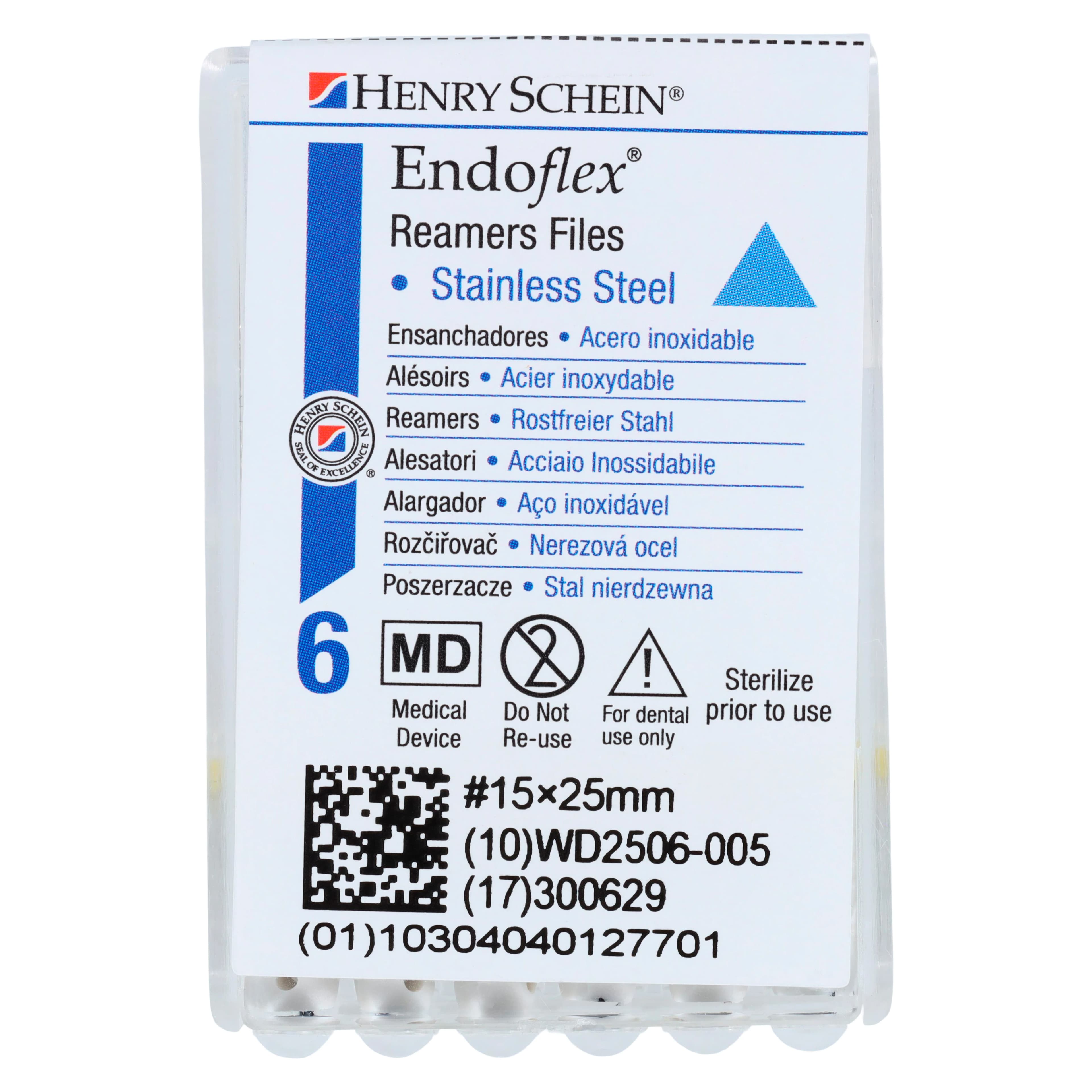 Endoflex Reamers, Size #15, 25mm, Stainless Steel, White, ISO, Non-Sterile, 6/Box thumbnail 4