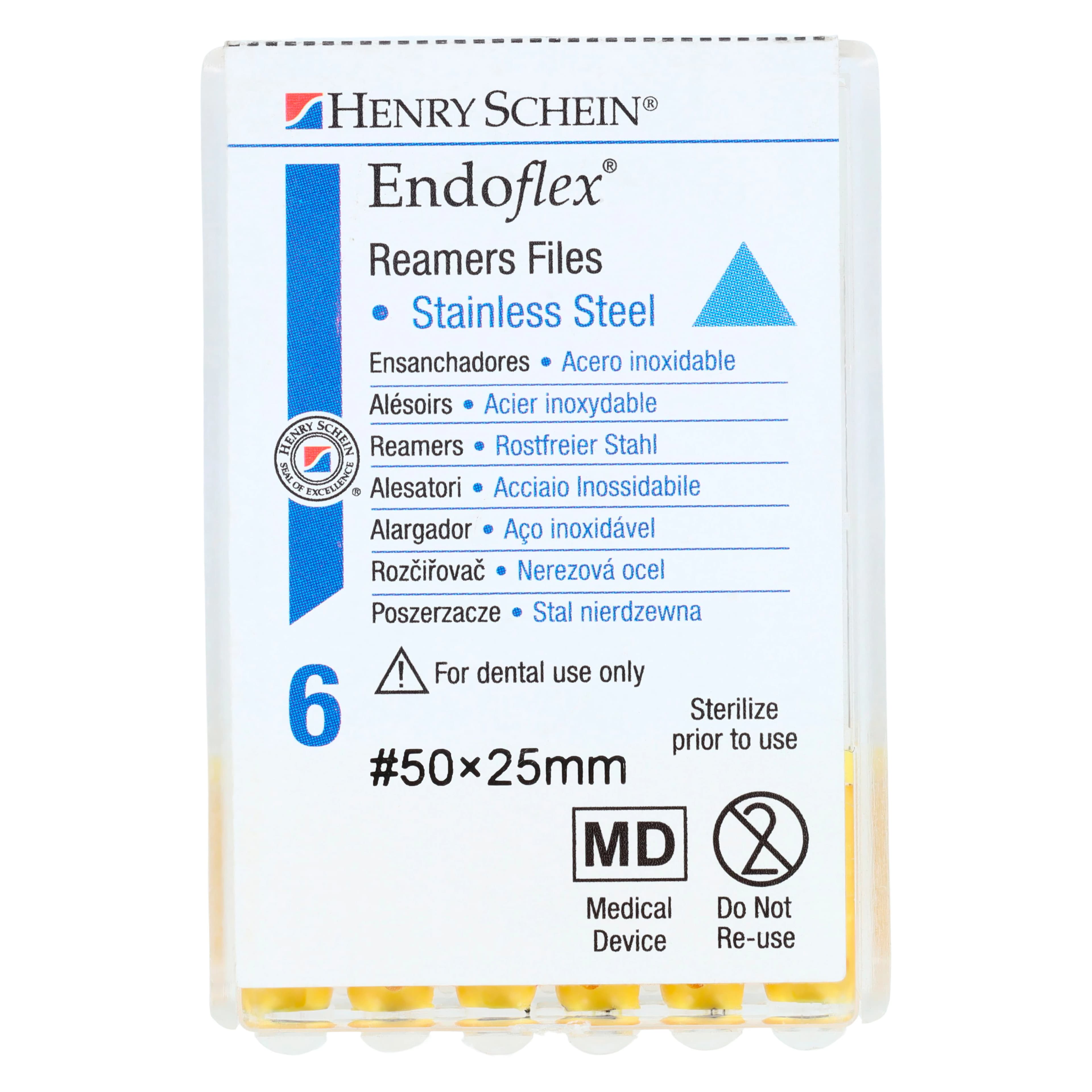 Endoflex Reamers, Size #50, 25mm, Stainless Steel, Yellow, ISO, Non-Sterile, 6/Box thumbnail 4