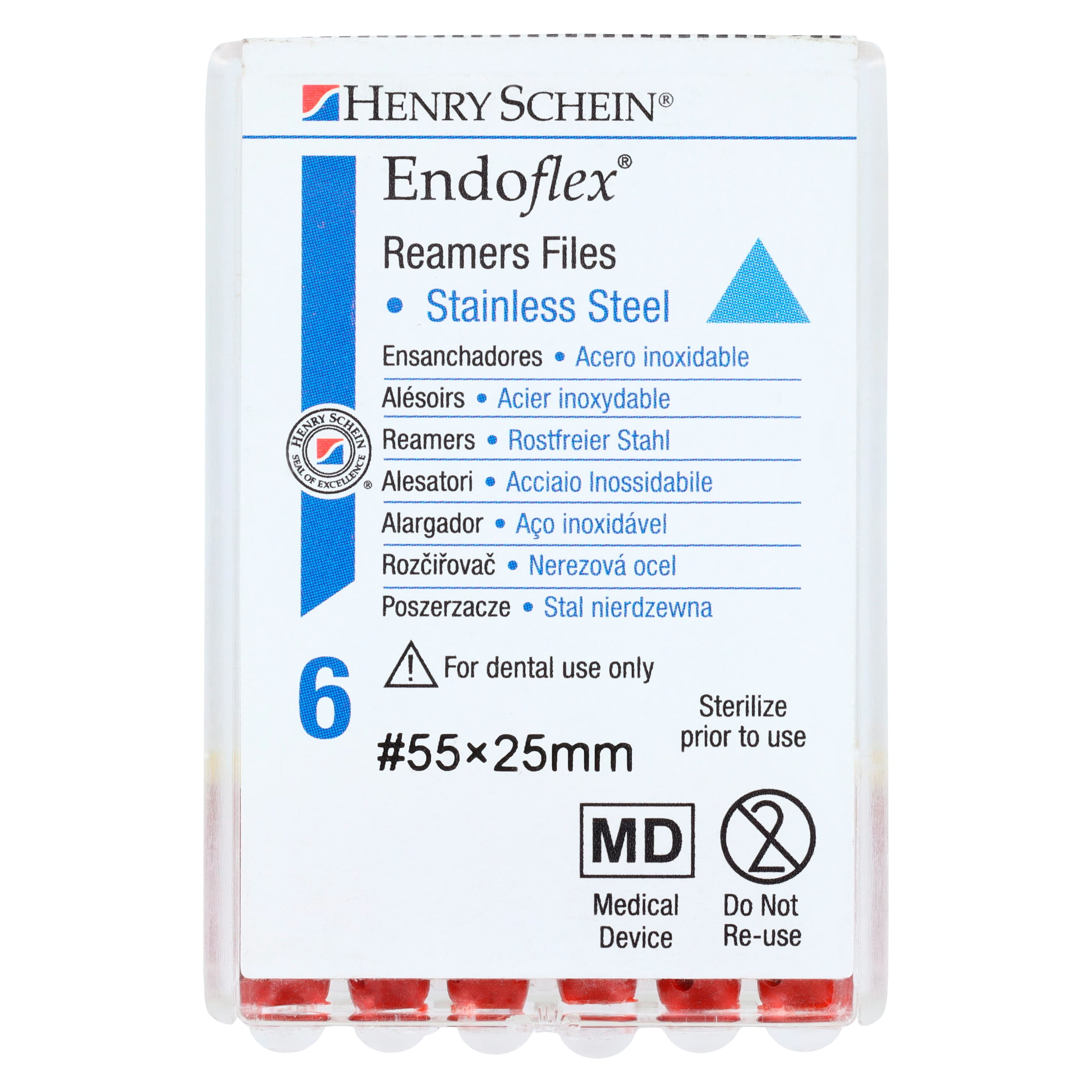 Endoflex Reamers, Size 55, 25mm, Stainless Steel, Red, ISO, Non-Sterile, 6/Box thumbnail 4