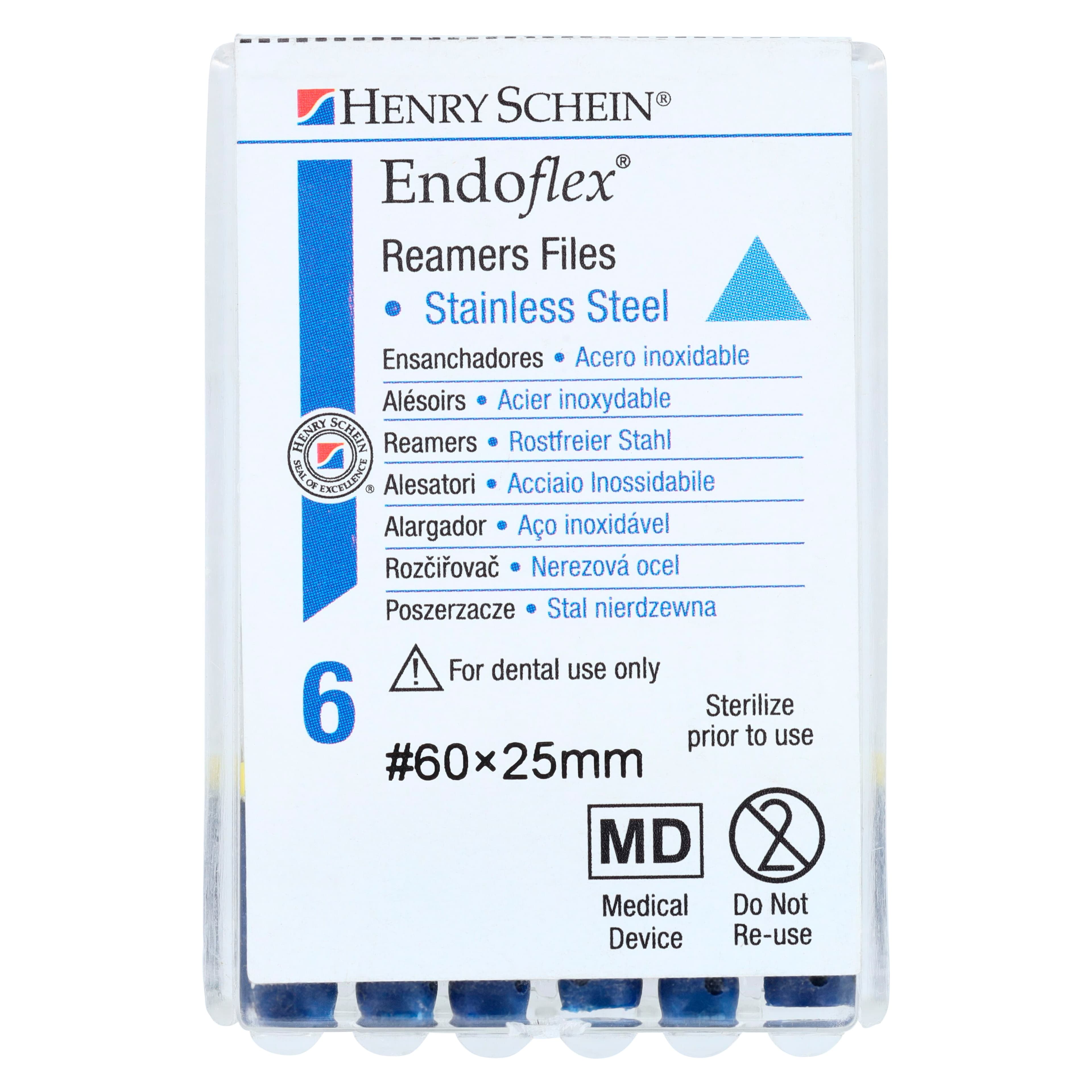 Endoflex Reamers, Size 60, 25mm, Stainless Steel, Blue, ISO, Non-Sterile, 6/Box thumbnail 4
