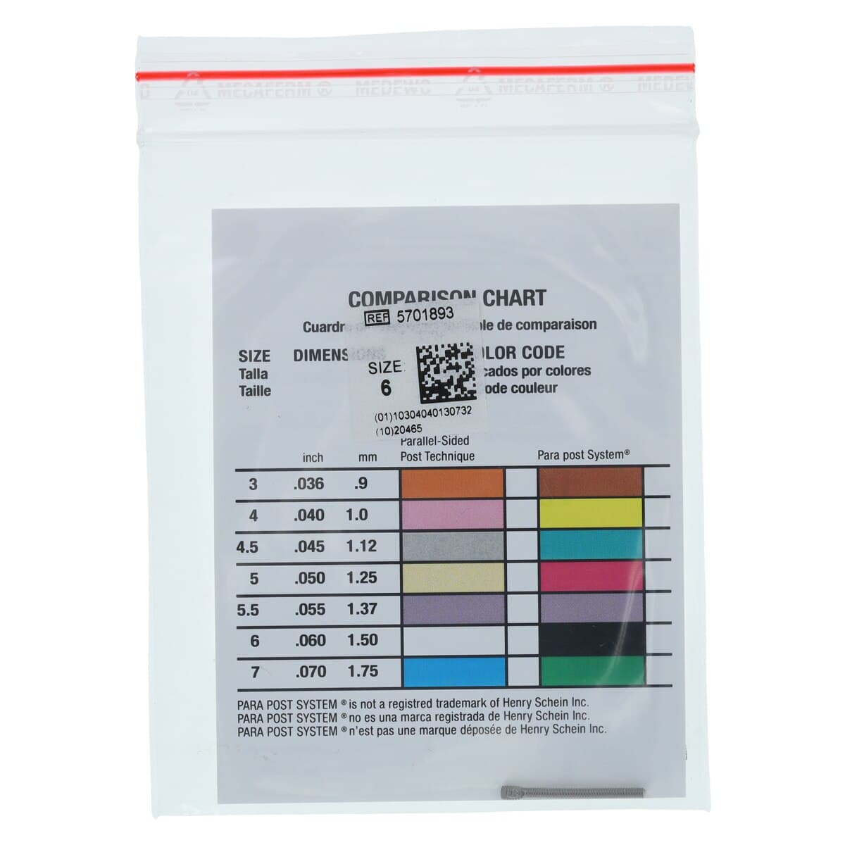 Individual Parallel-Sided Posts, Stainless Steel, Color-Coded, Serrated, 10/Pk thumbnail 5