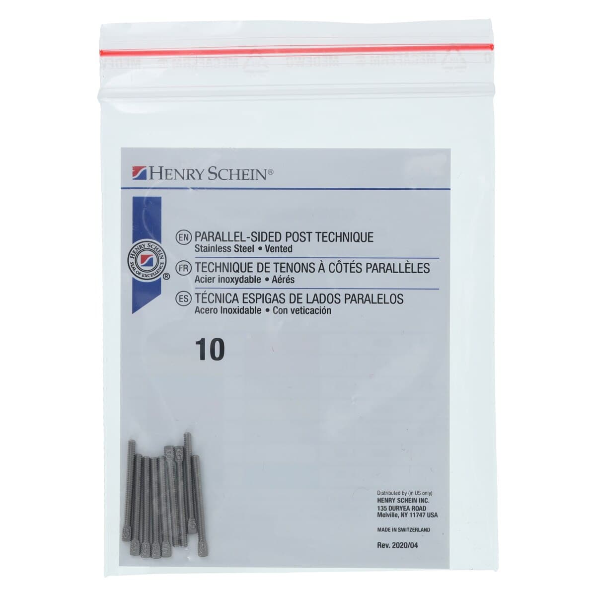 Individual Parallel-Sided Posts, Stainless Steel, Color-Coded, Serrated, 10/Pk thumbnail 4