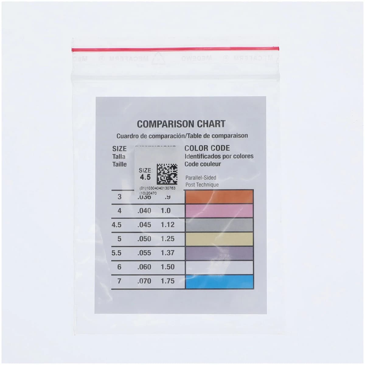 Individual Parallel-Sided Posts, Stainless Steel & Titanium, Size 4.5, Color-Coded, Serrated, 10/Box thumbnail 3