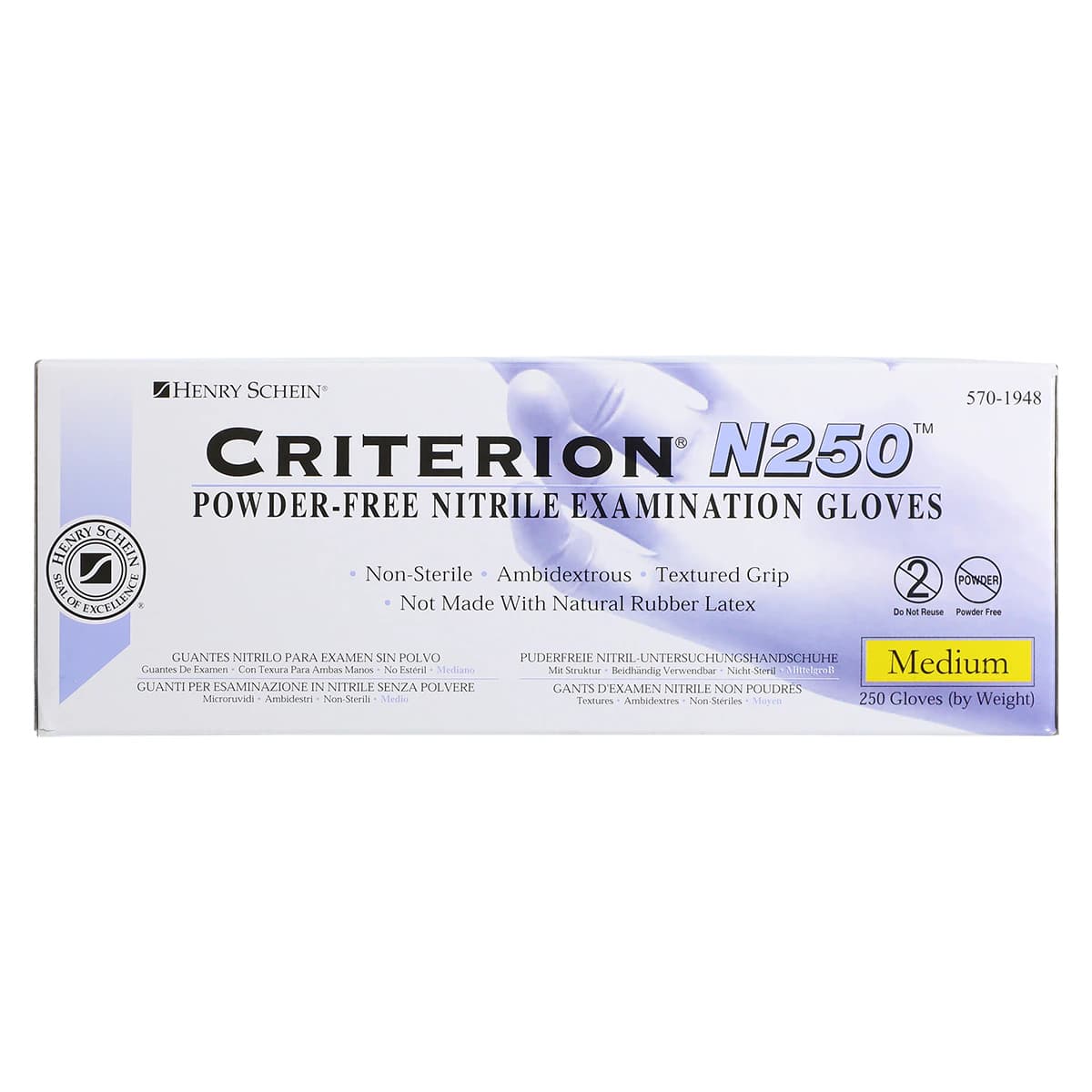 Criterion N250 Nitrile Exam Gloves, Powder Free, Non-Sterile, Medium, Lilac, 250/Box thumbnail 4